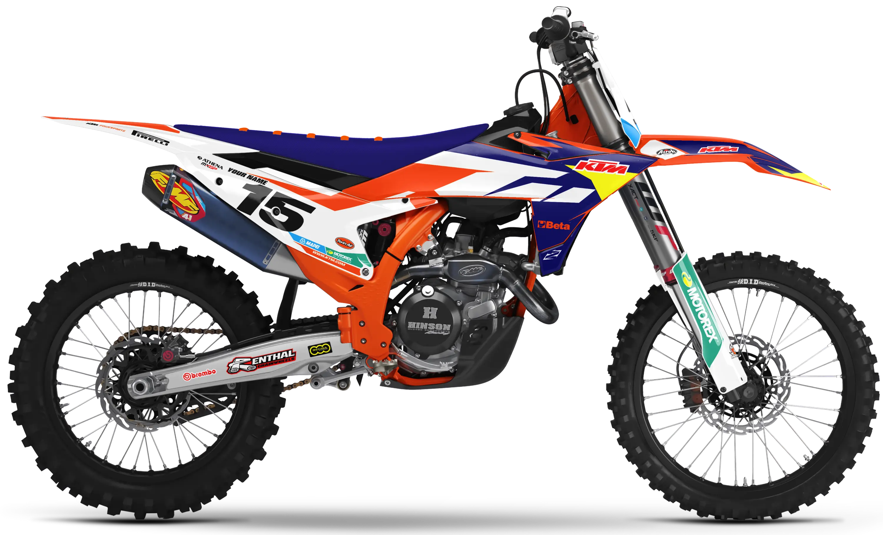 KTM graphics kit – Factory 15 Orange/Blue – factory design – SX motocross.