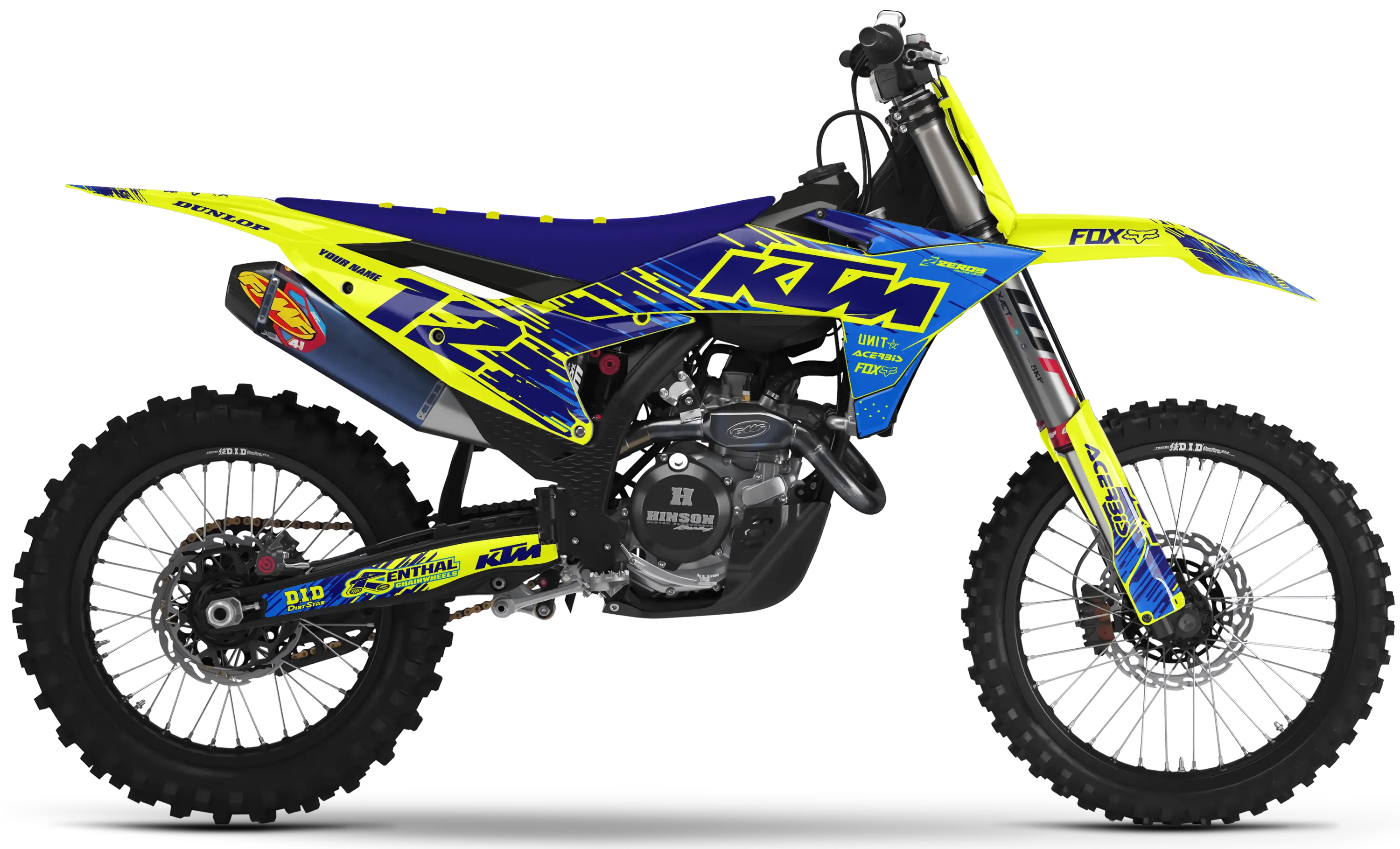KTM graphics kit – Raid Blue/Vivid Yellow – factory design – motocross.