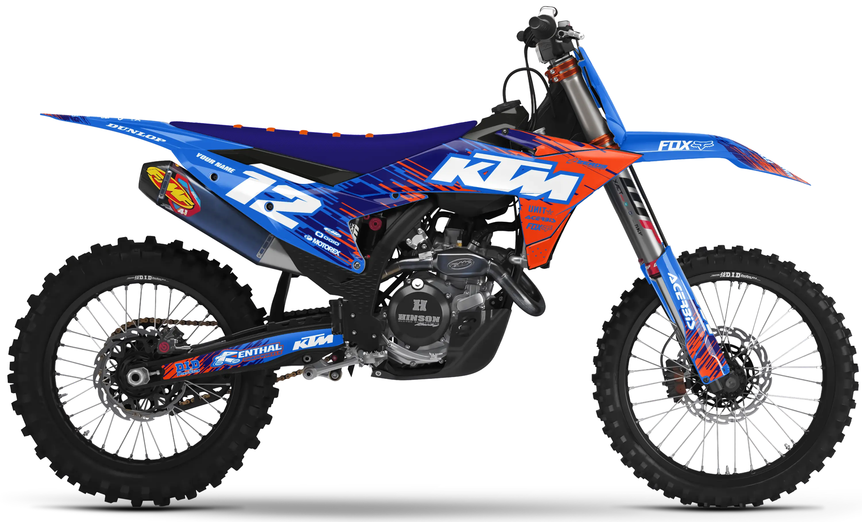 KTM graphics kit – Raid Orange/Blue – block design – motocross.