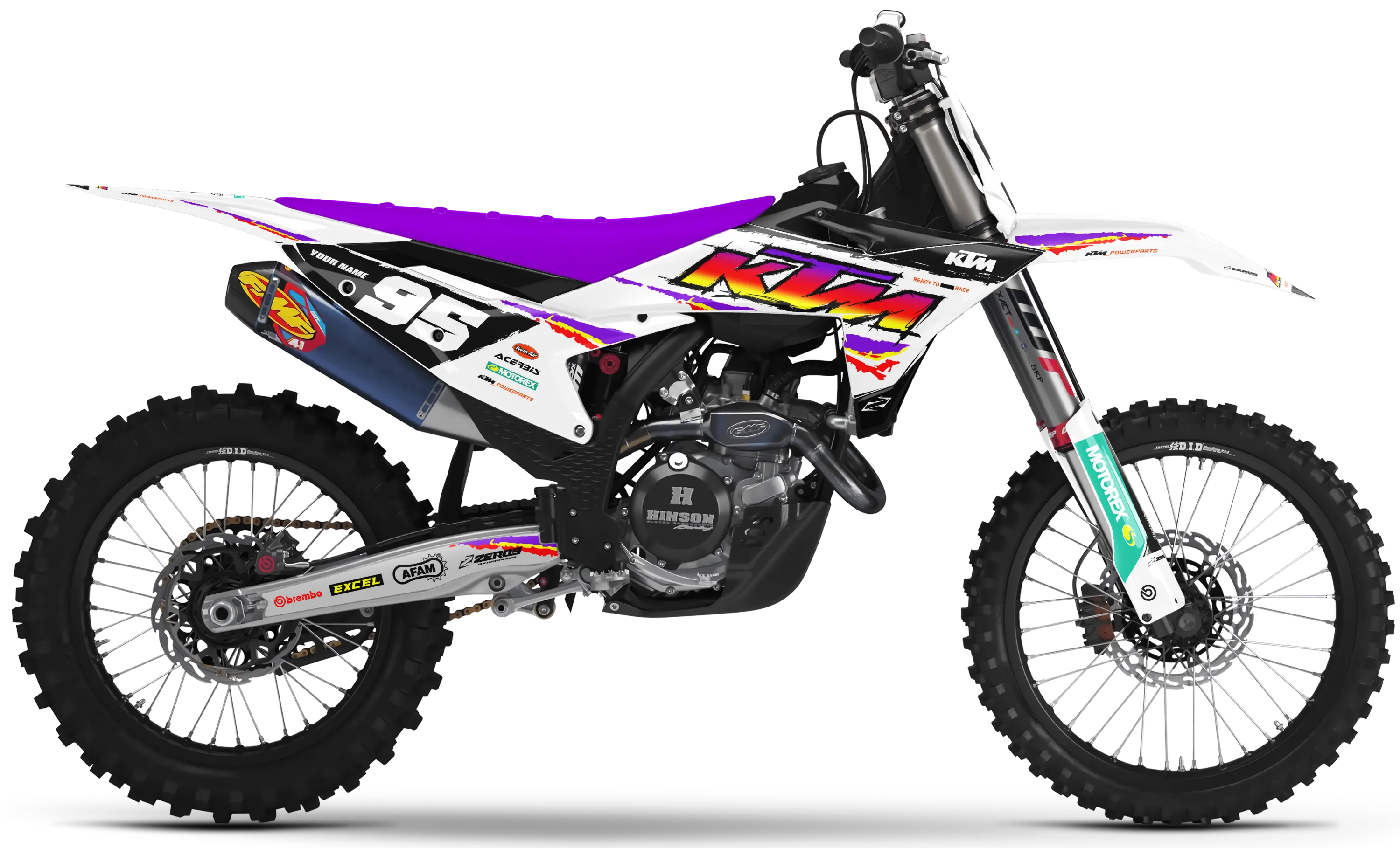 KTM graphics kit – Retro 95 White – block design – motocross.