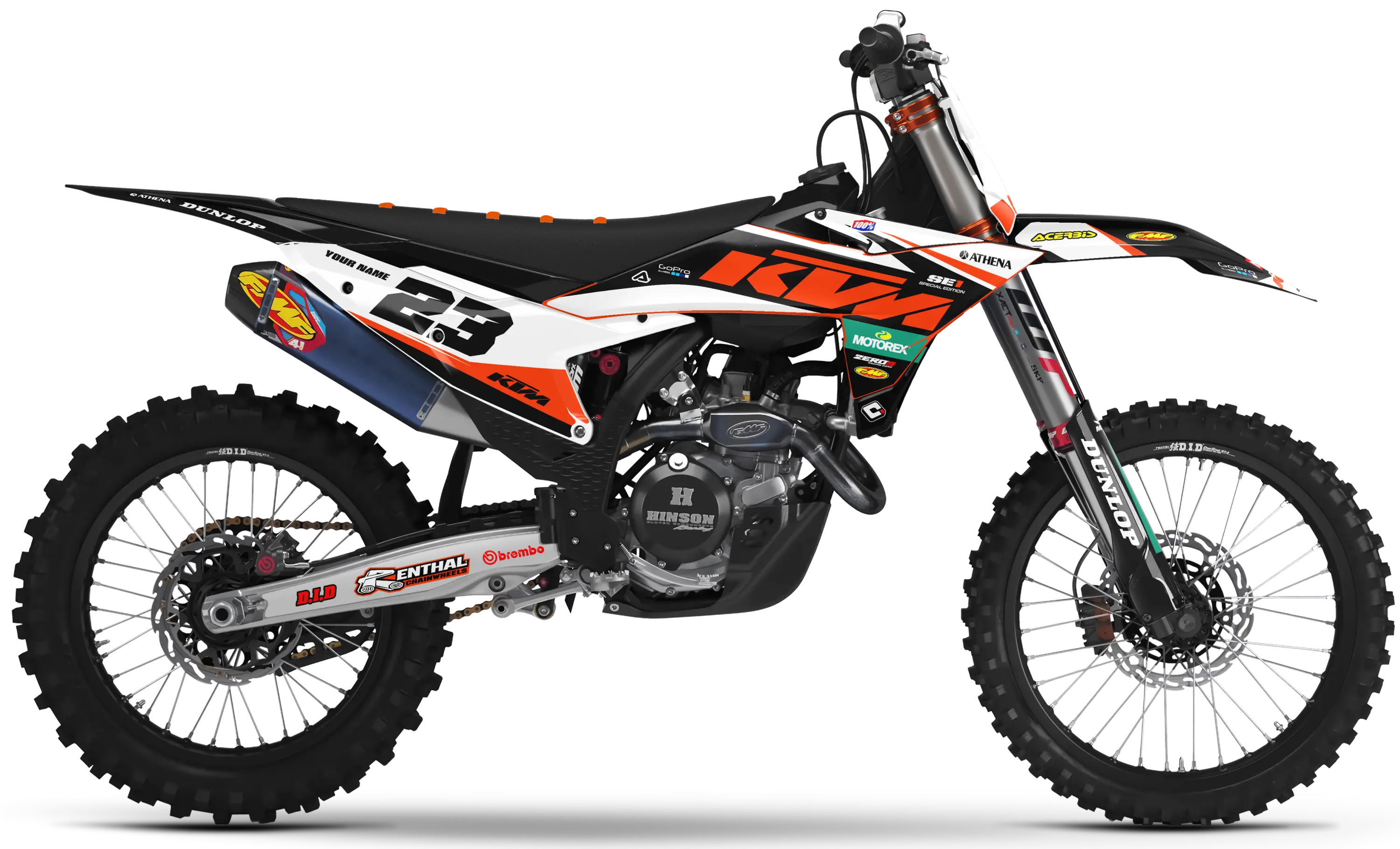 KTM graphics kit – SE1 Black/Orange – factory design – SX motocross.