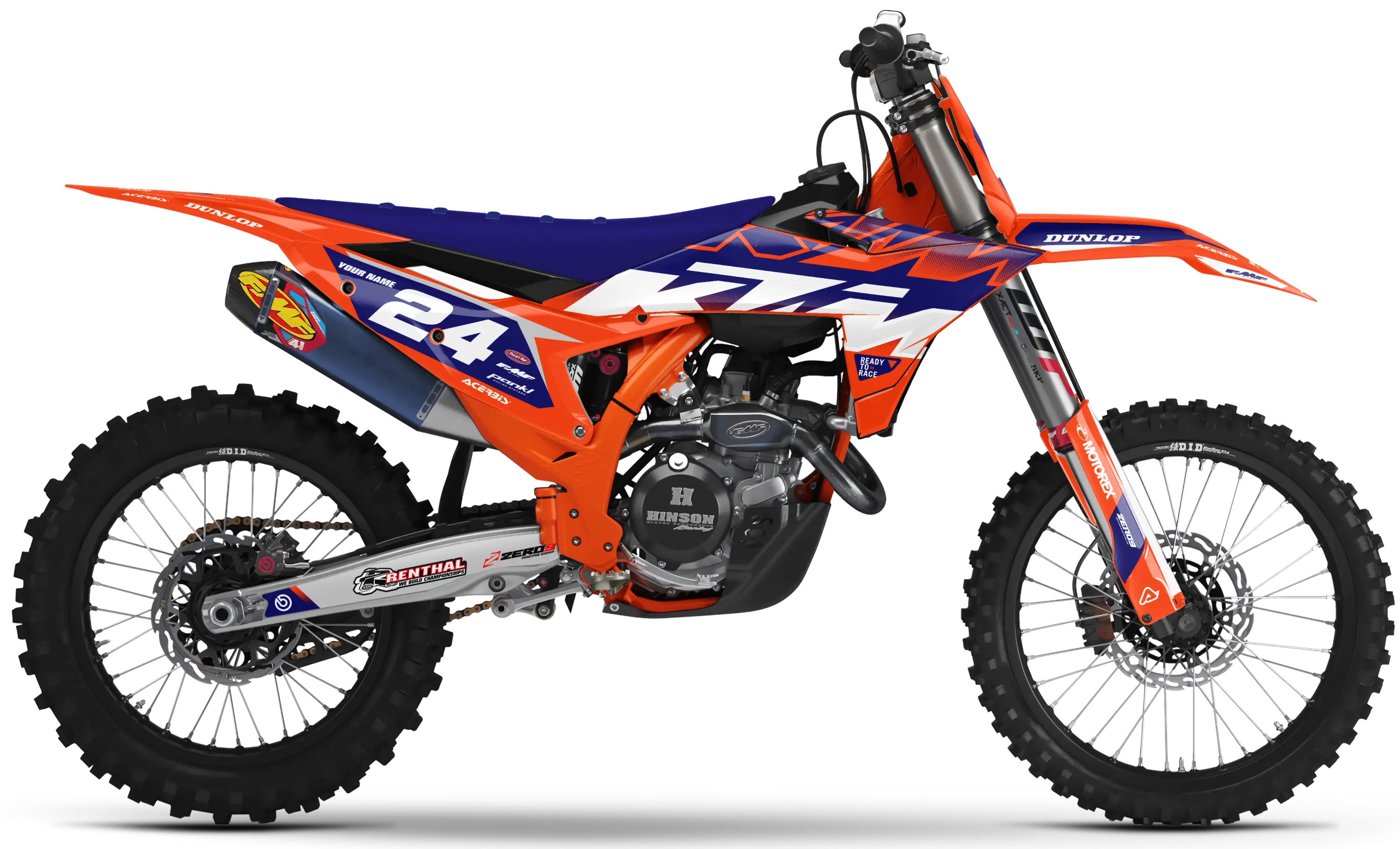 KTM graphics kit – Sync Blue/Orange – factory design – SX motocross.