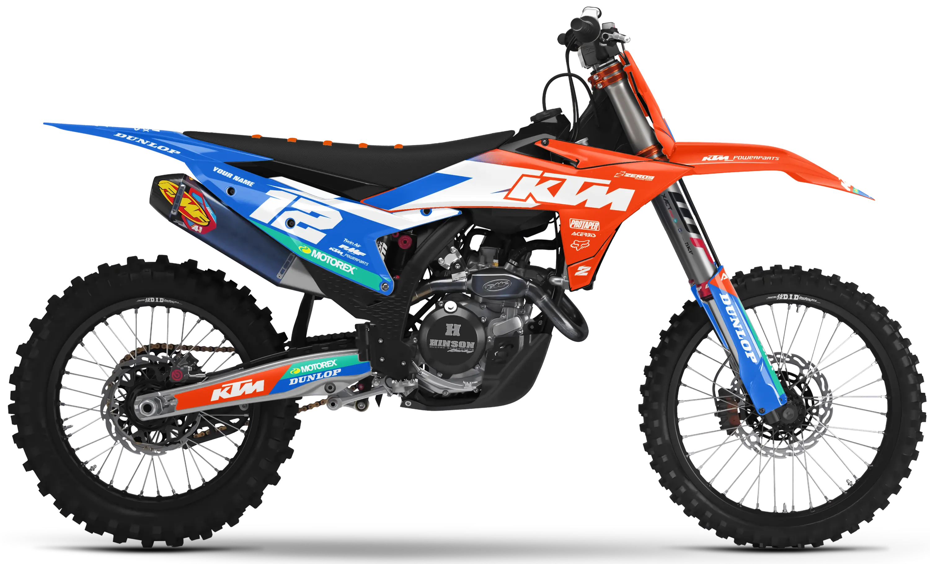 KTM graphics kit – Vantage Orange/Blue – block design – SX motocross.