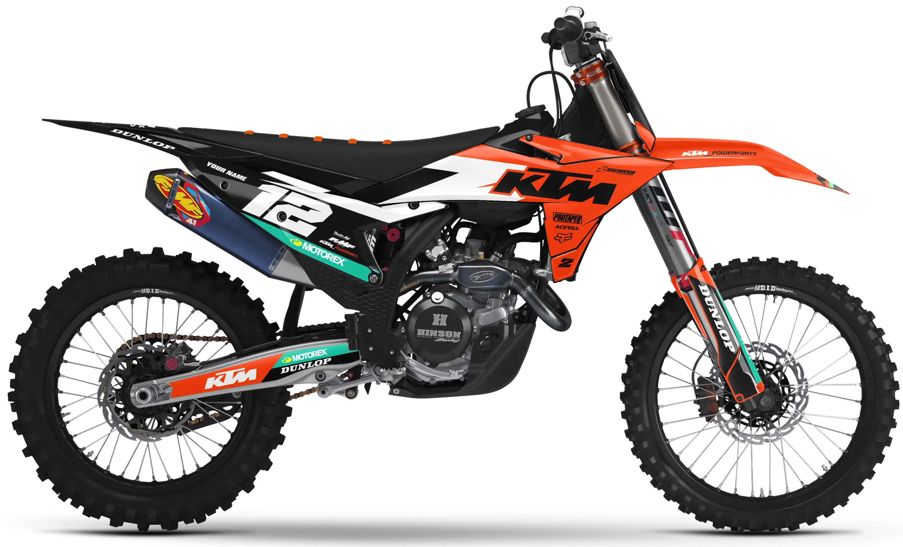 KTM graphics kit – Vantage Orange/Black – block design – motocross – SX motocross.