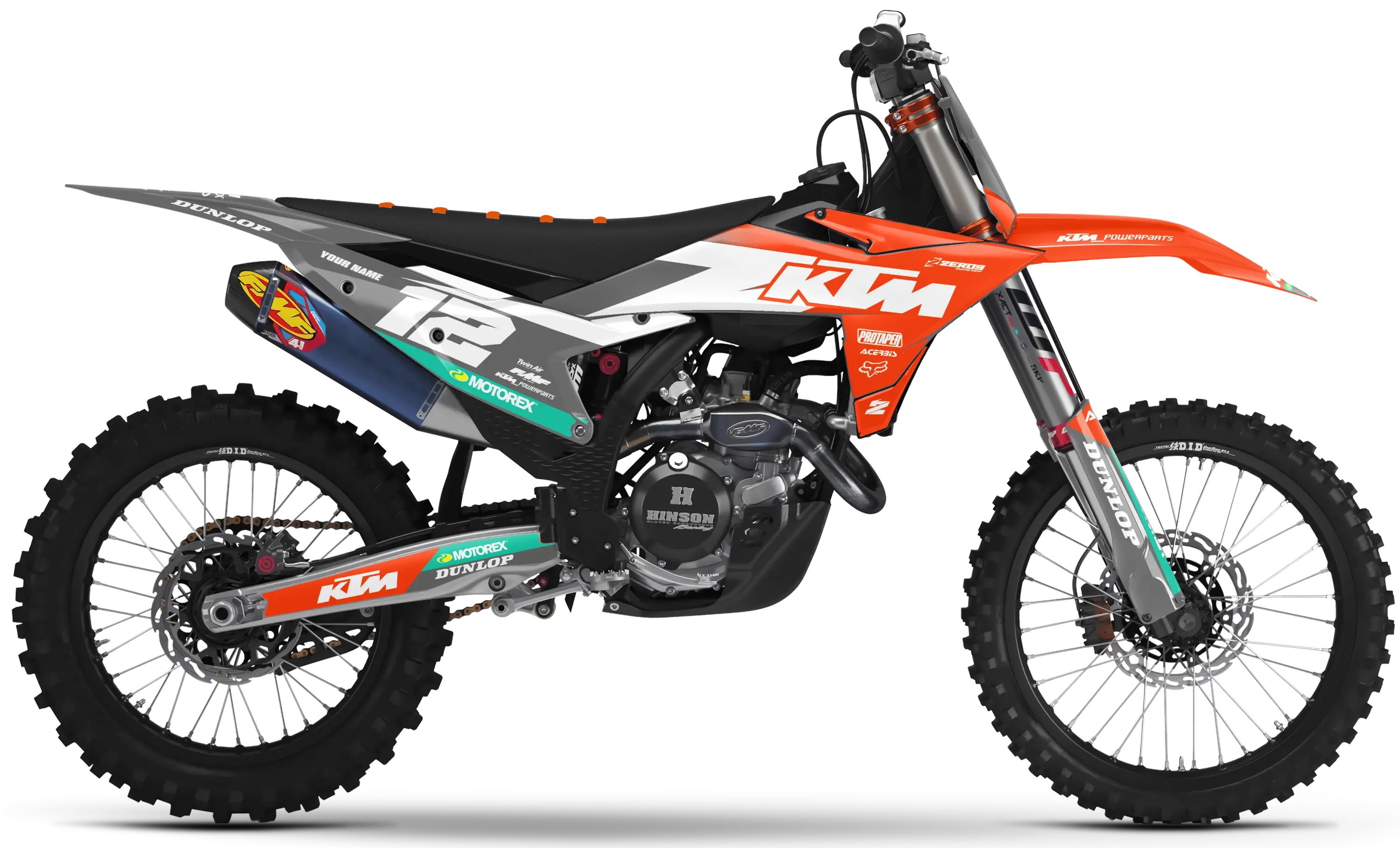 KTM graphics kit – Vantage Orange/Grey – block design – motocross.