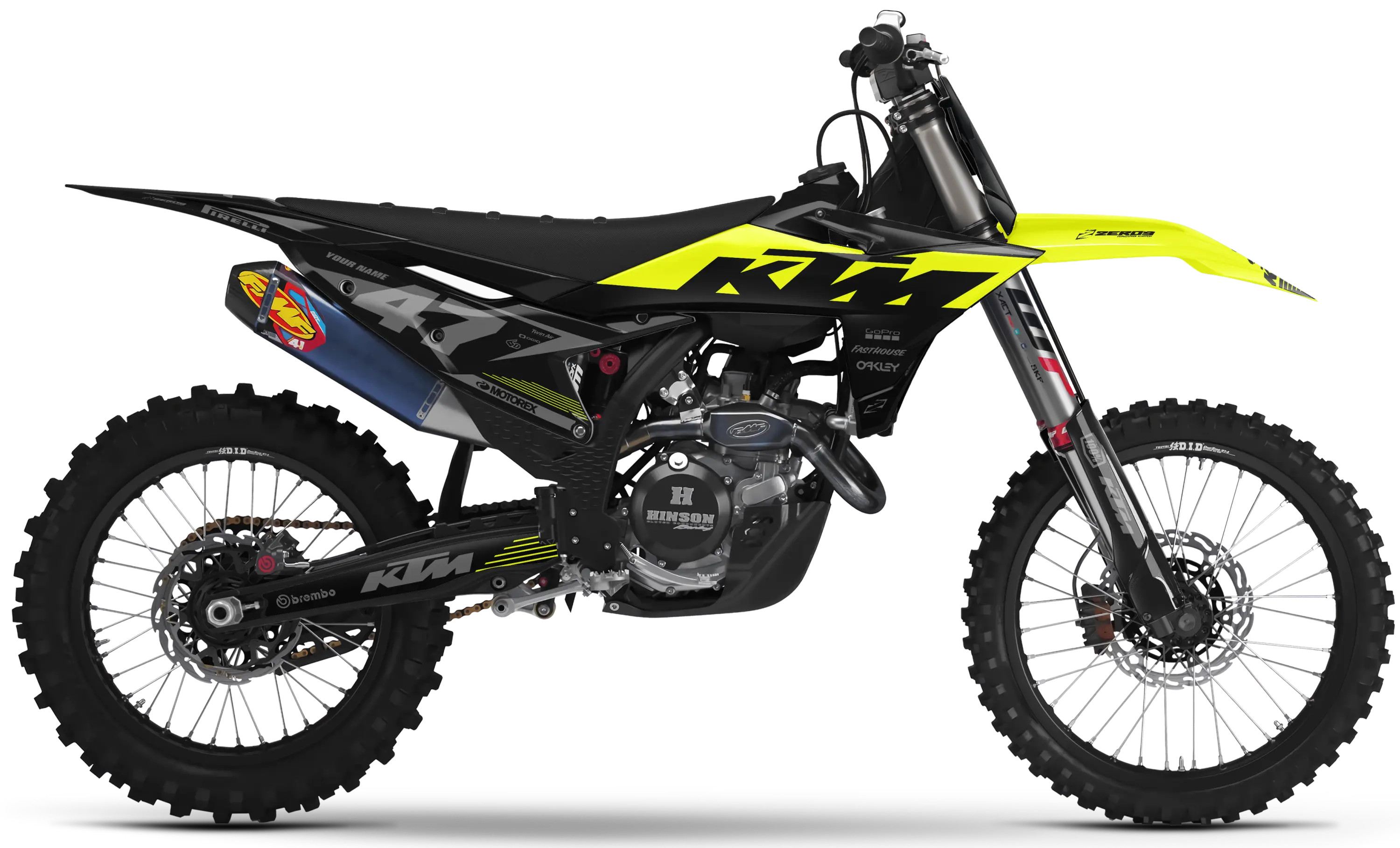 KTM graphics kit – Volt Black/Vivid Yellow – factory design – SX motocross.