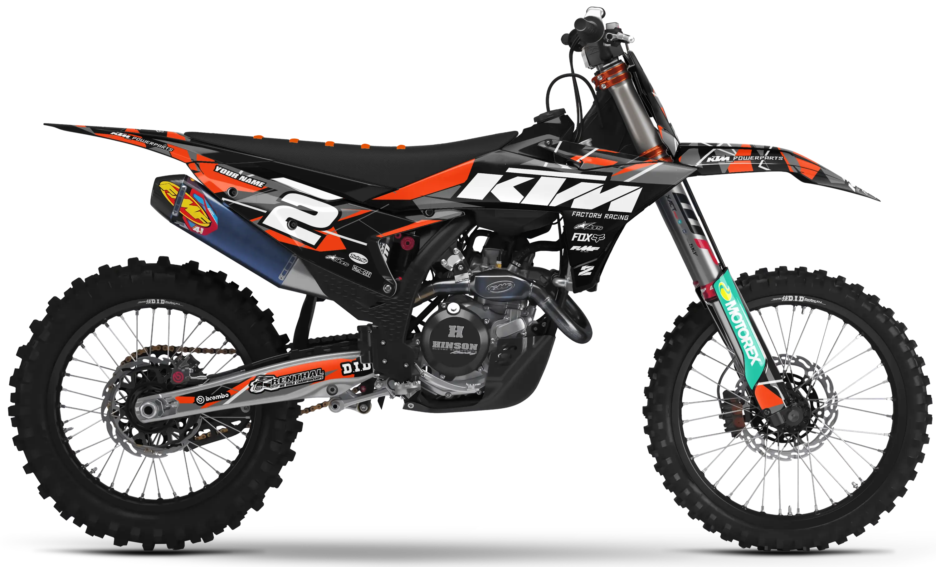 KTM graphics kit – zinc black/orange – factory design – motocross – SX model.
