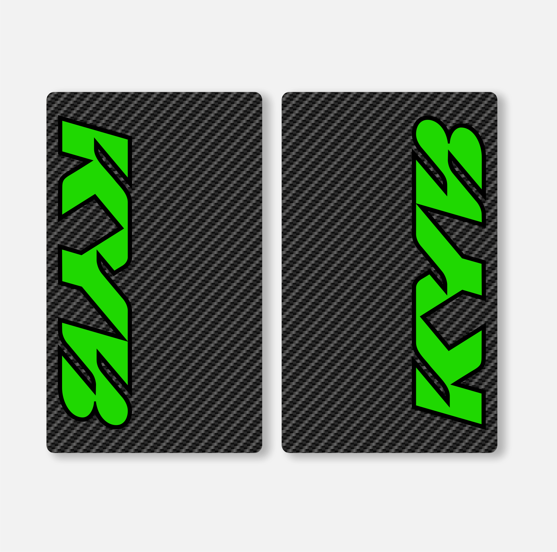 KYB FORK DECALS CARBON - GREEN - ZERO9 MX GRAPHICS