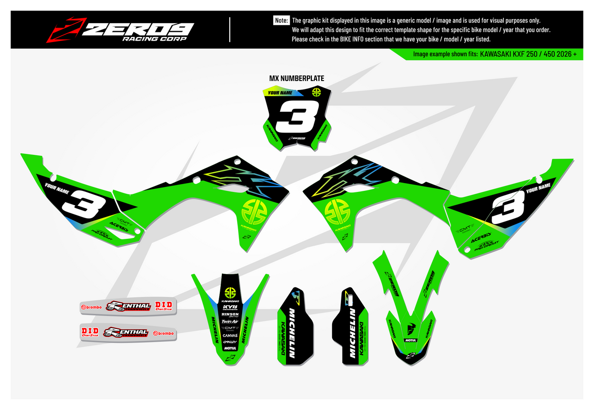 Kawasaki Graphics Kit - ATOM | Green GRAPHIC KIT