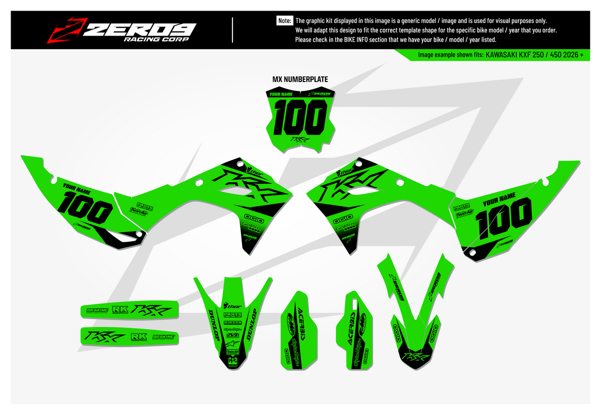 Kawasaki Graphics Kit - BLOK | Green/Black GRAPHIC KIT