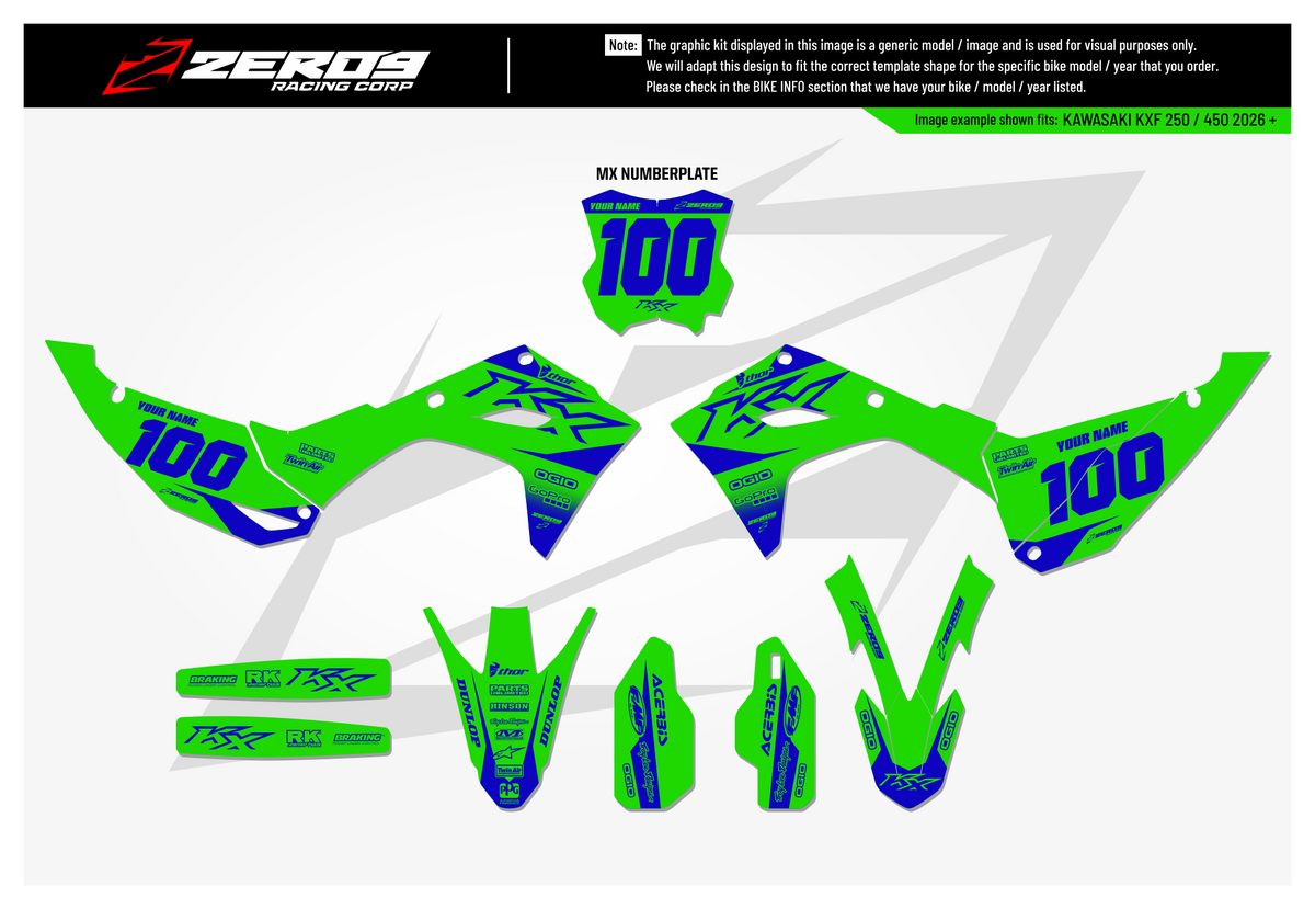 Kawasaki Graphics Kit - BLOK | Green/Blue GRAPHIC KIT