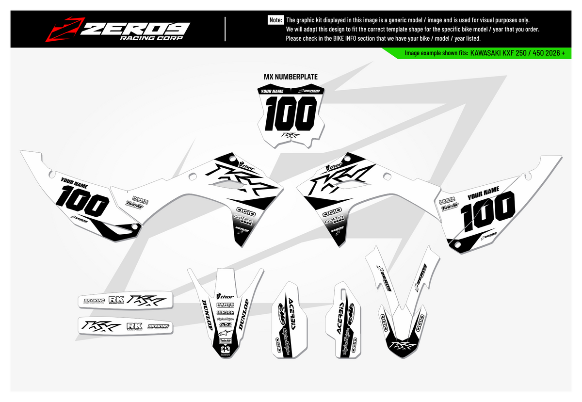 Kawasaki Graphics Kit - BLOK | White/Black GRAPHIC KIT