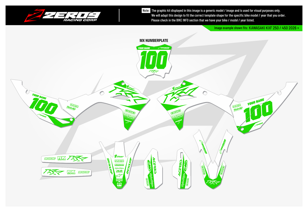 Kawasaki Graphics Kit - BLOK | White/Green GRAPHIC KIT