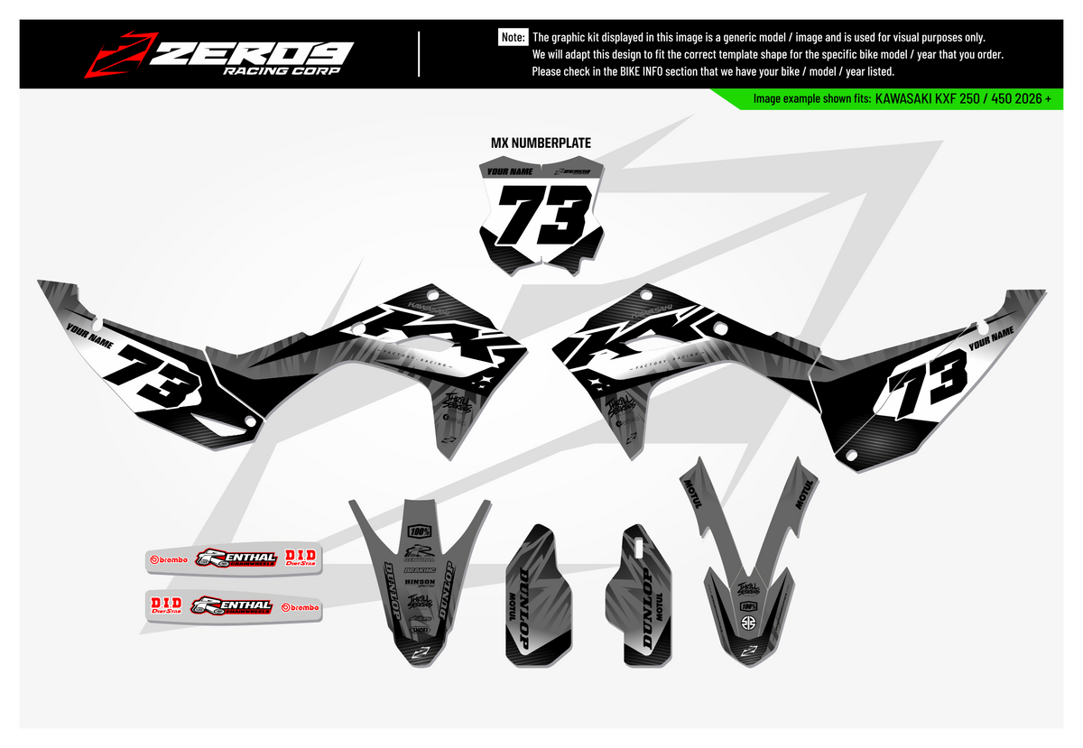 Kawasaki Graphics Kit - BUZZ | Grey GRAPHIC KIT