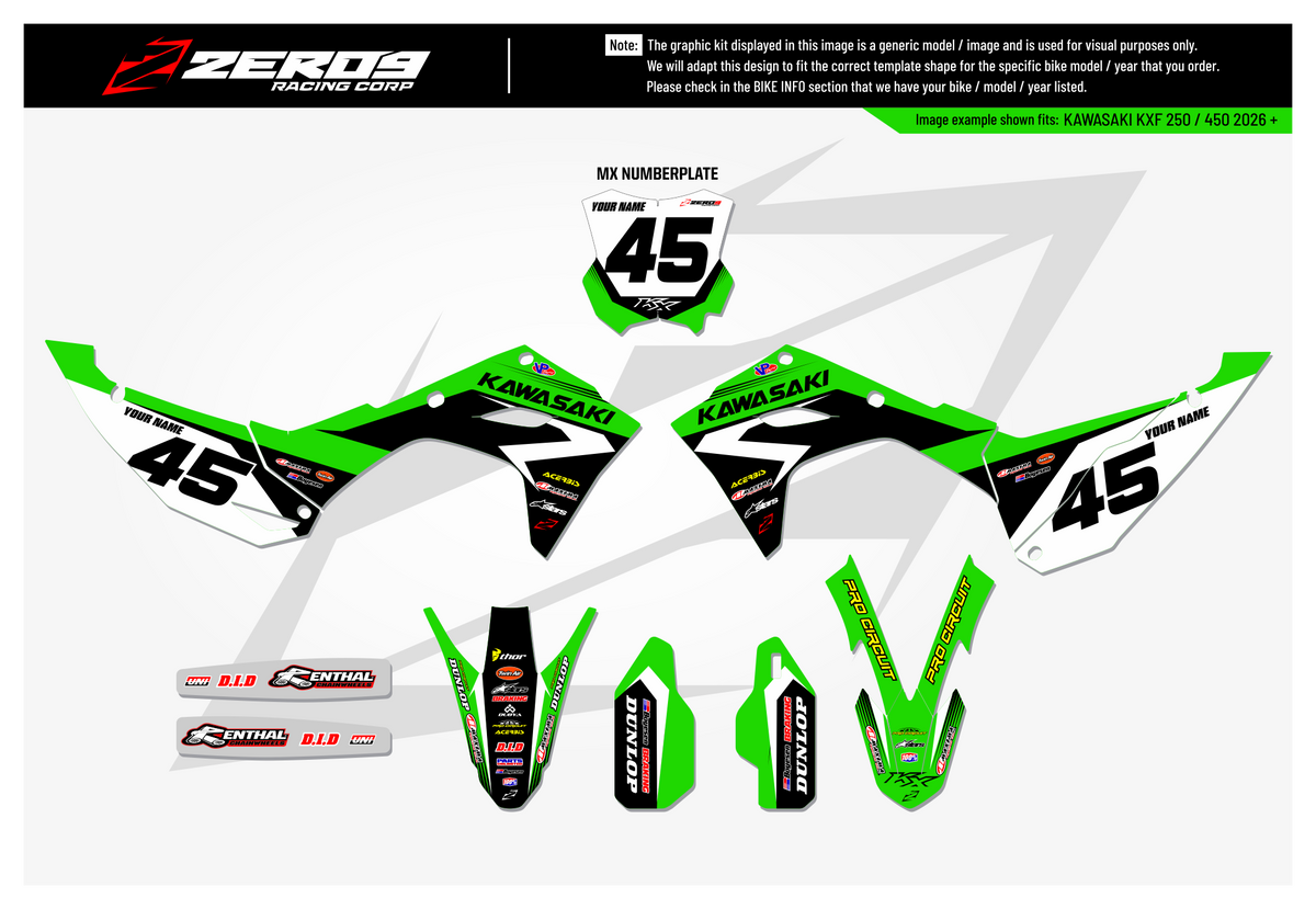 Kawasaki Graphics Kit - RACE | Green GRAPHIC KIT
