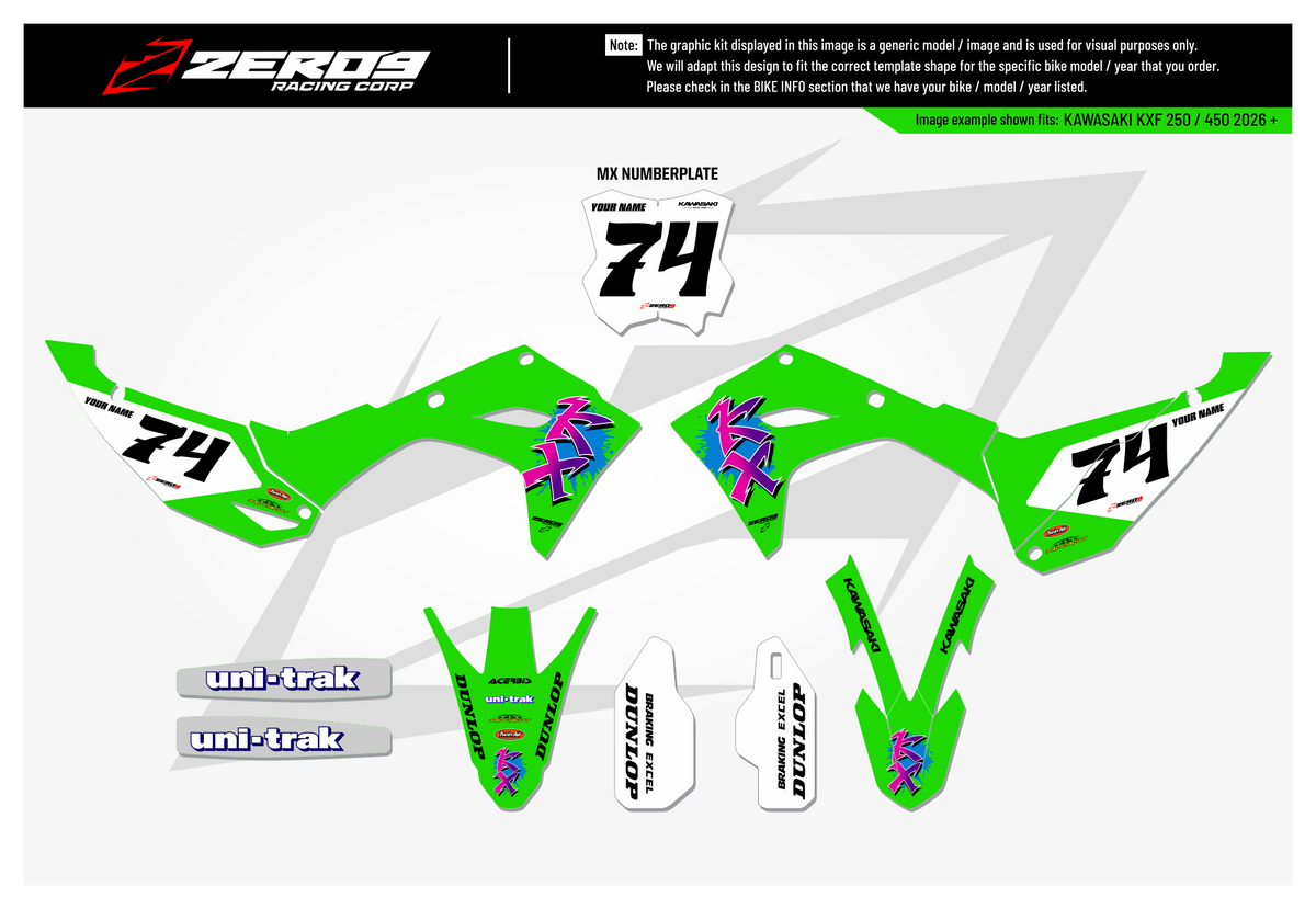 Kawasaki Graphics Kit - RETRO 91 | Green GRAPHIC KIT