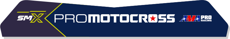 Motocross decal with 'SMX' and 'Promotocross' branding on a blue background.