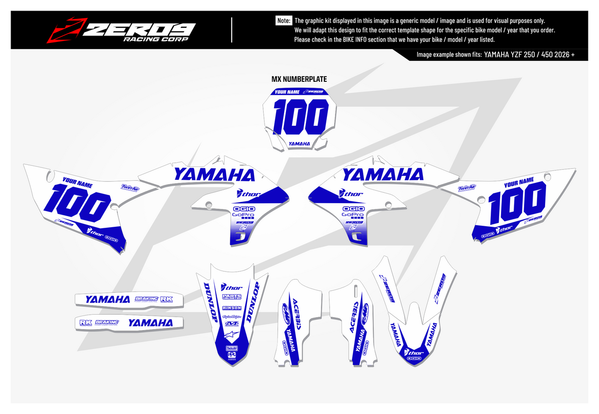 Yamaha Graphics Kit - BLOK | White/Blue GRAPHIC KIT