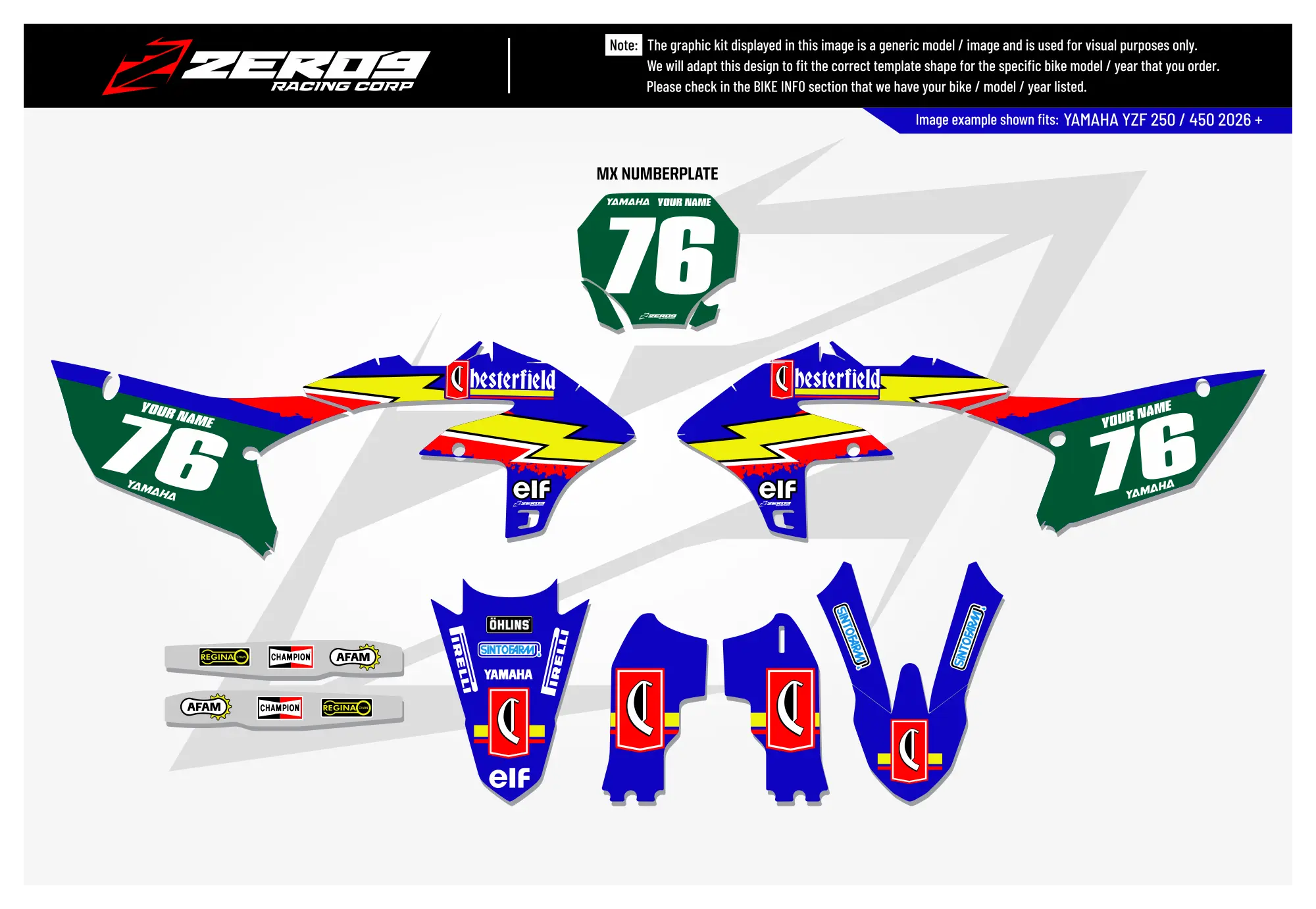 Yamaha Graphics Kit - CHESTERFIELD | Blue GRAPHIC KIT