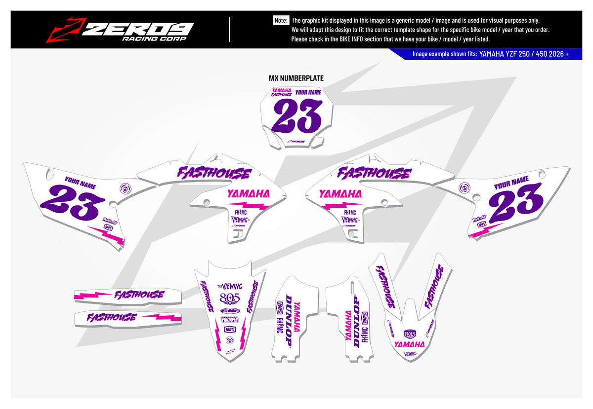Yamaha Graphics Kit - FASTHOUSE | White GRAPHIC KIT