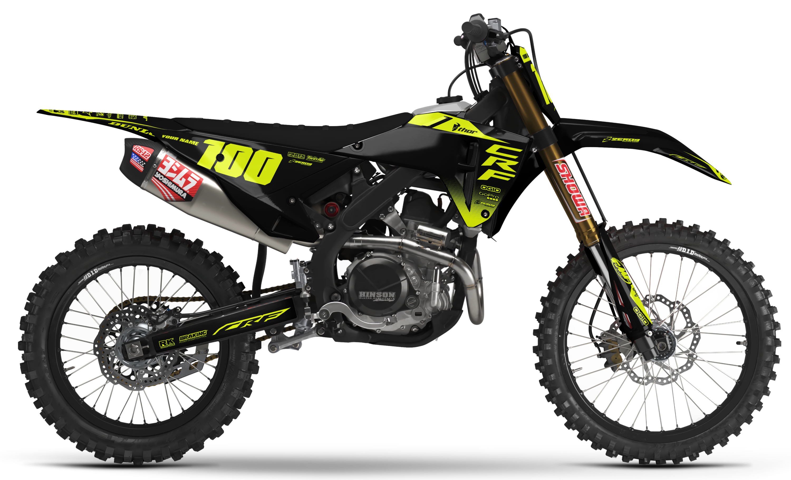 Honda Graphics Kit - BLOK | Black/Vivid Yellow