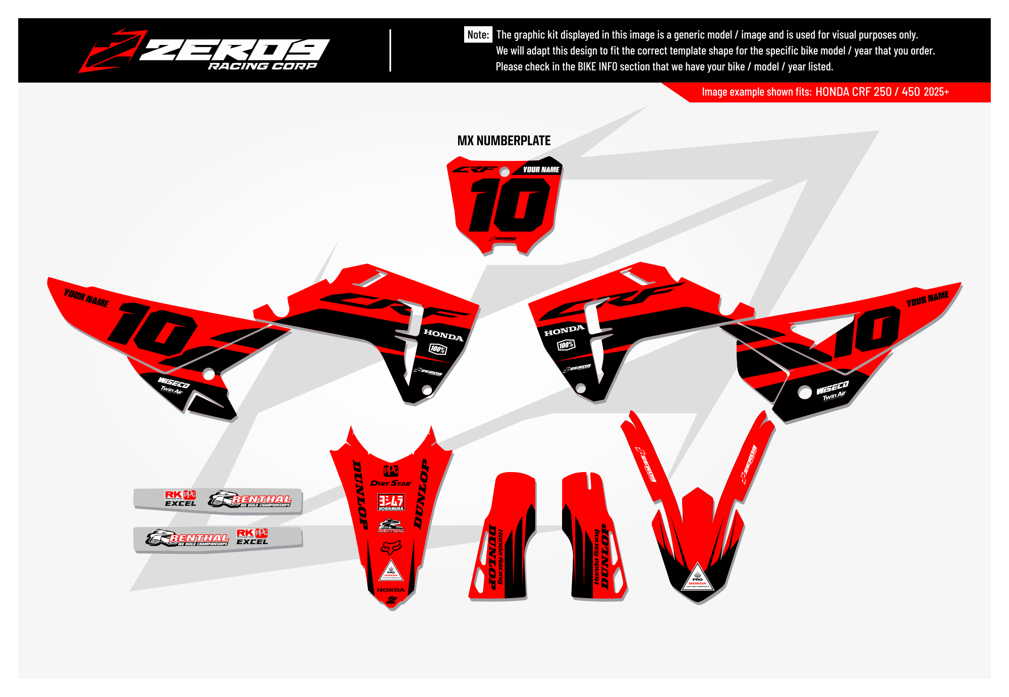 Honda Graphics Kit - DECOY | Red/Black