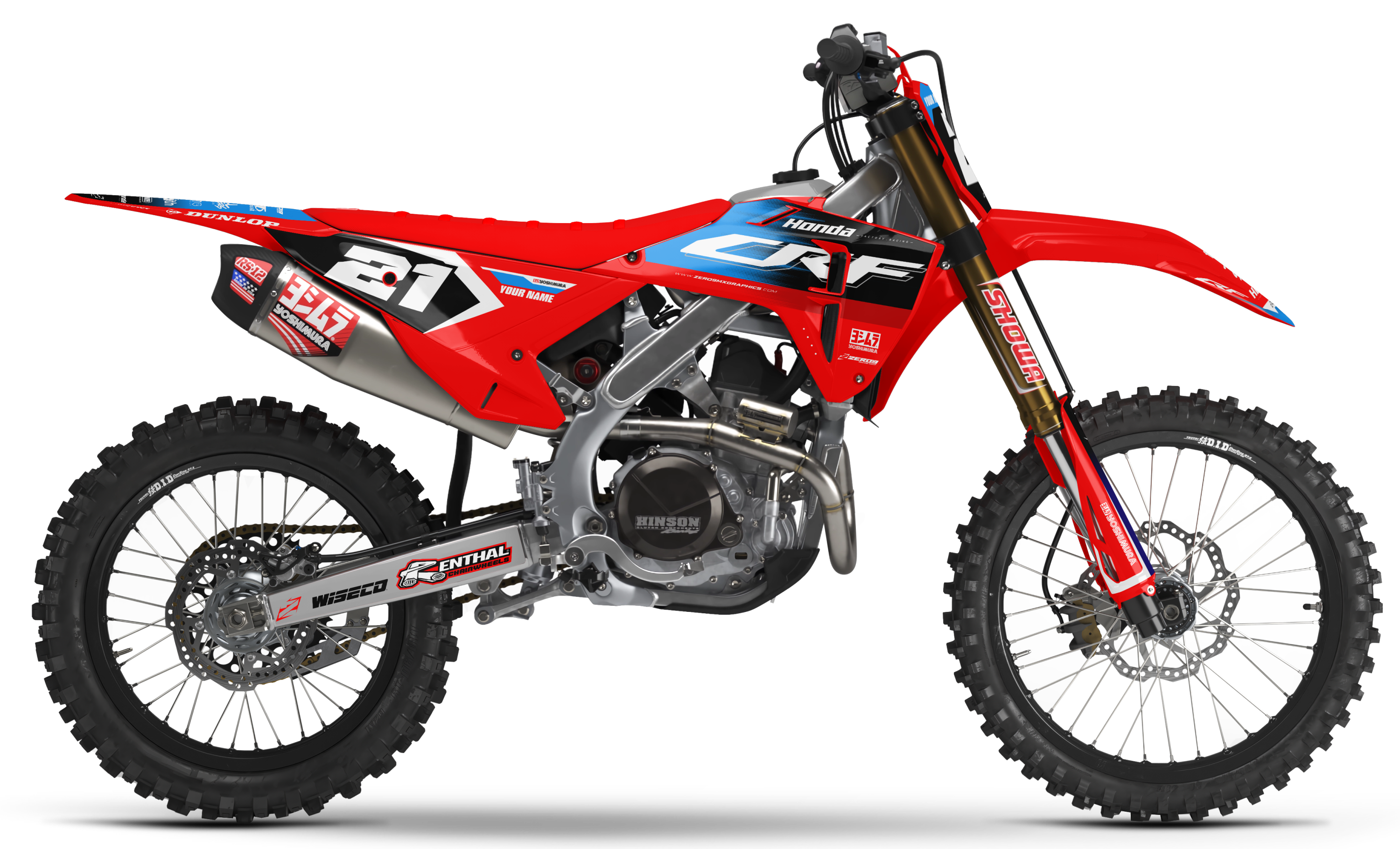Honda Graphics Kit - ECHO | Red/Light Blue