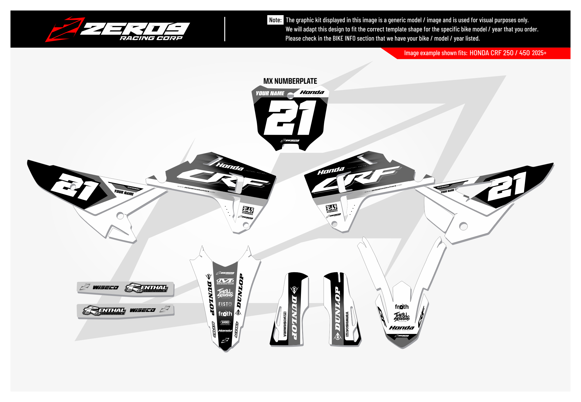 Honda Graphics Kit - ECHO | White/Black