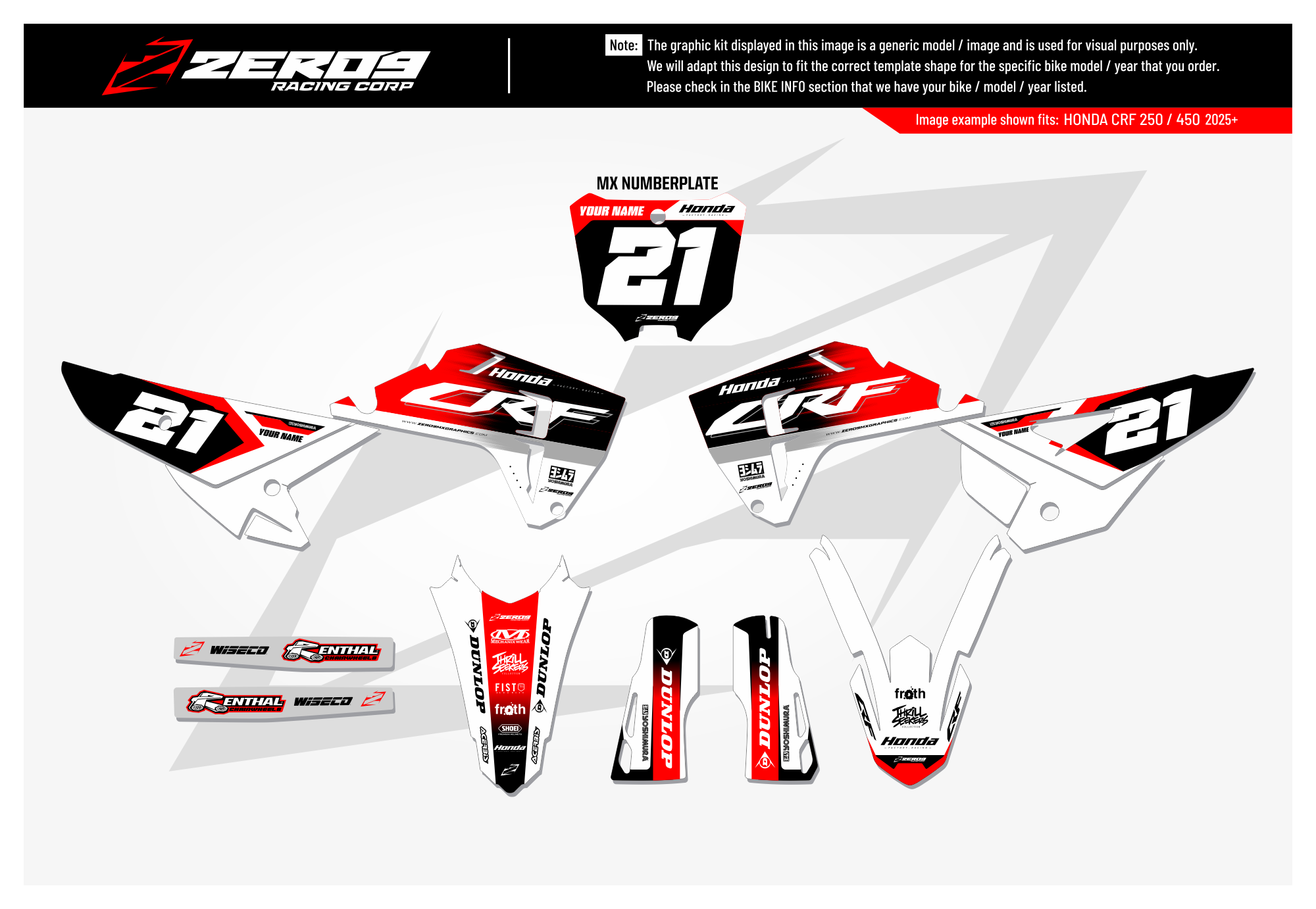Honda Graphics Kit - ECHO | White/Red