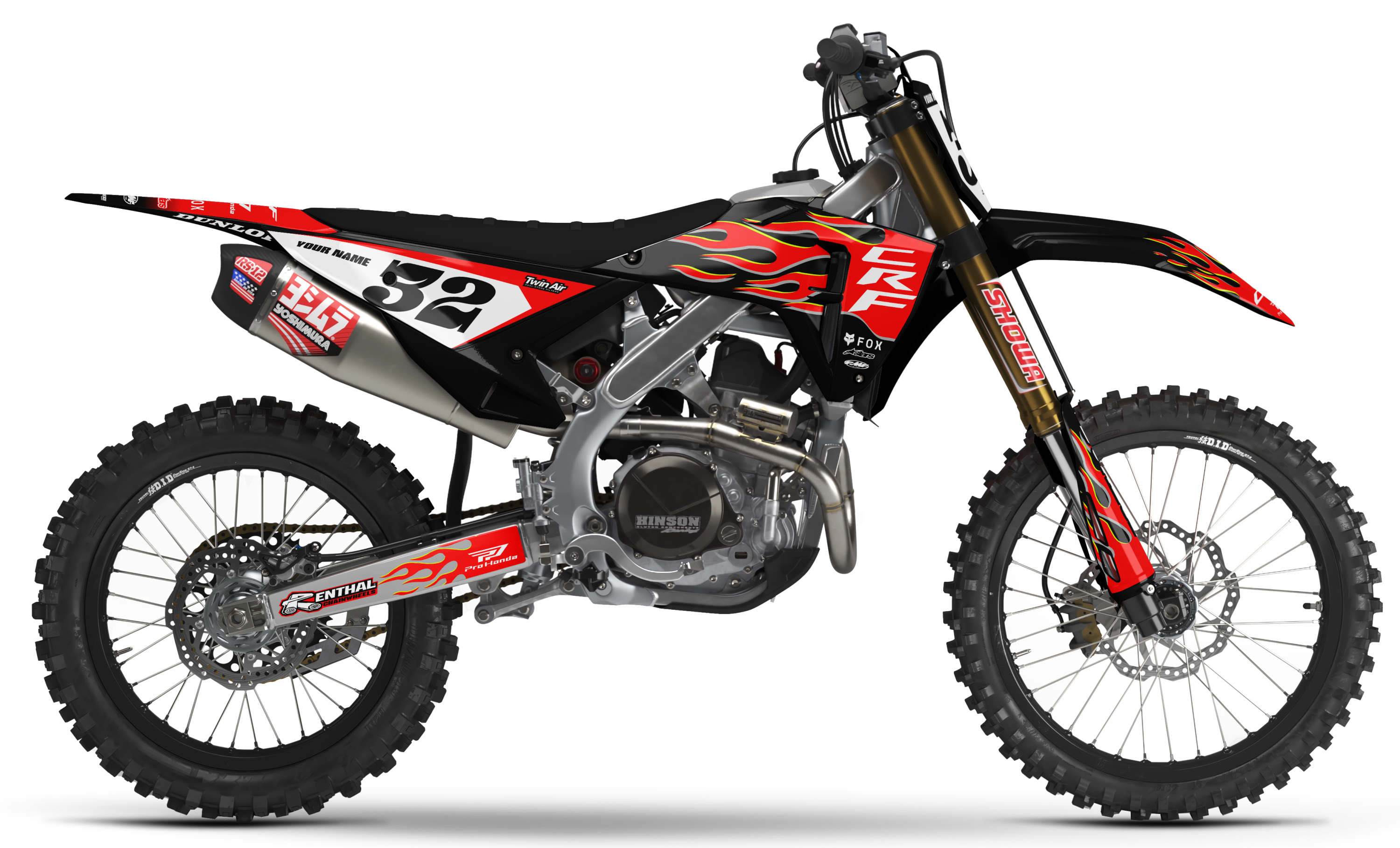Honda Graphics Kit - FLAME | Black/Red