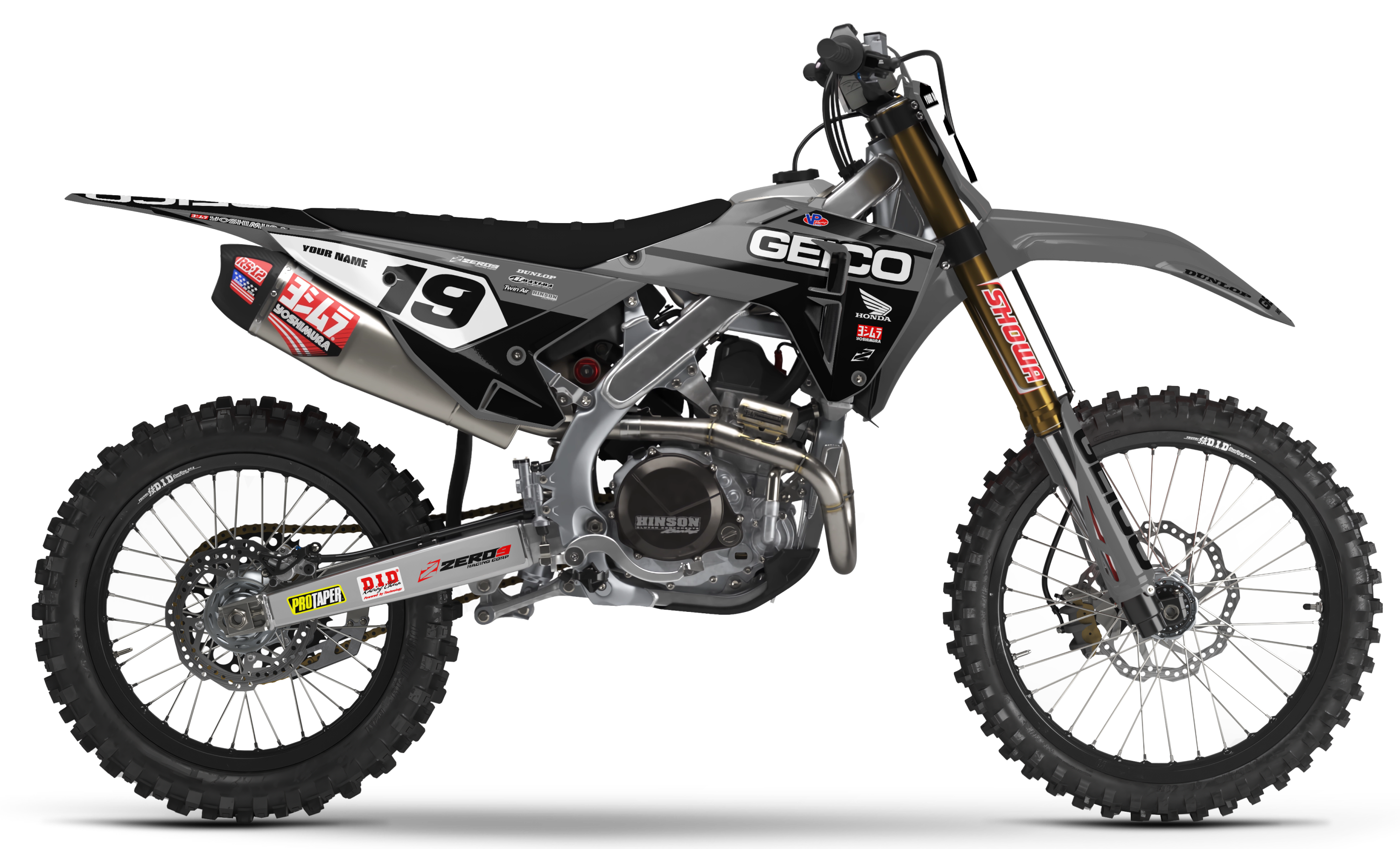 Honda Graphics Kit - GEICO SOLID | Grey