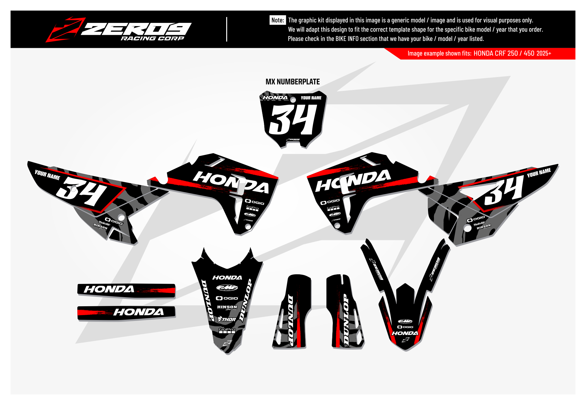 Honda Graphics Kit - HYPE | Black