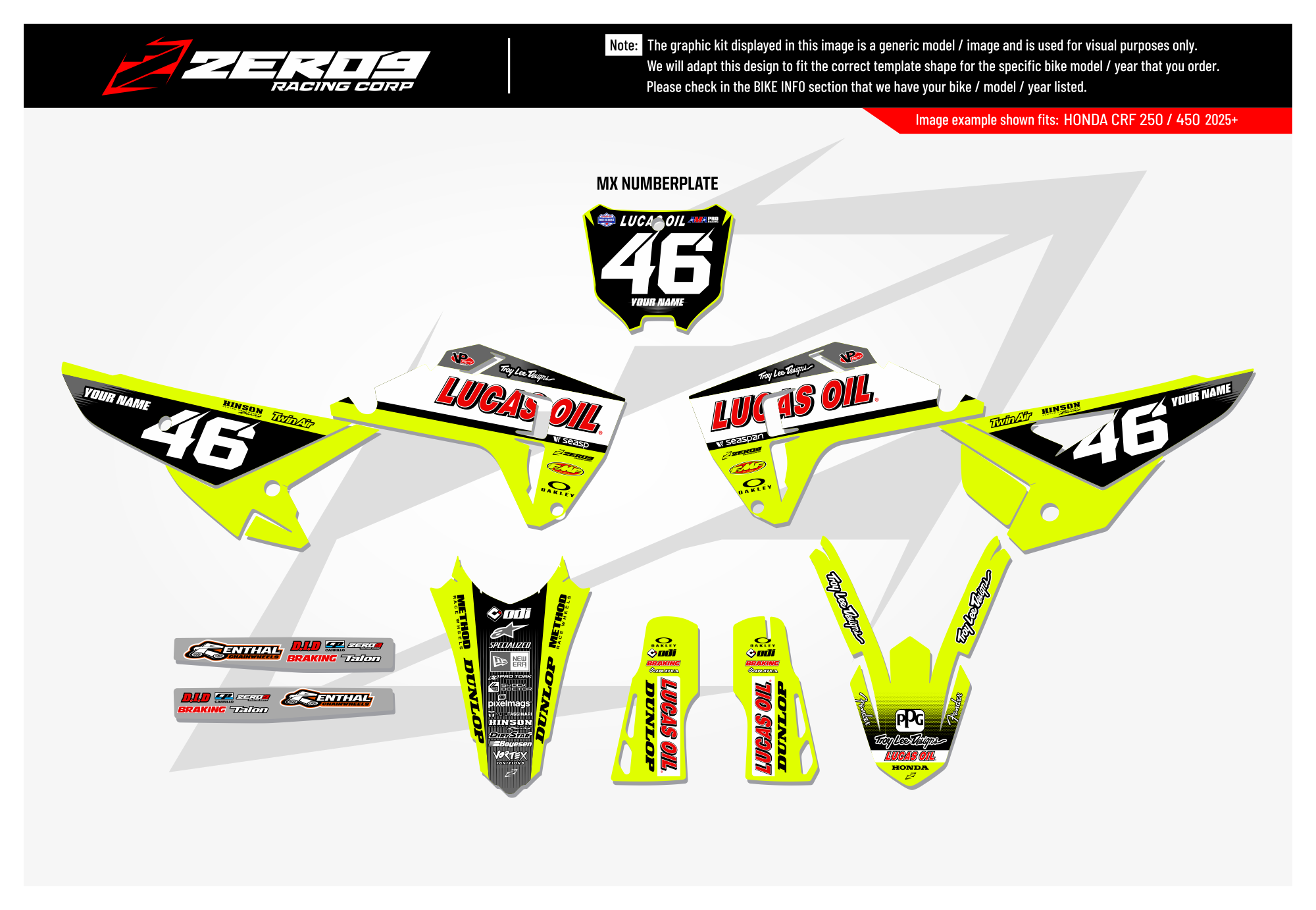 Honda Graphics Kit - LUCAS OILS | Vivid Yellow