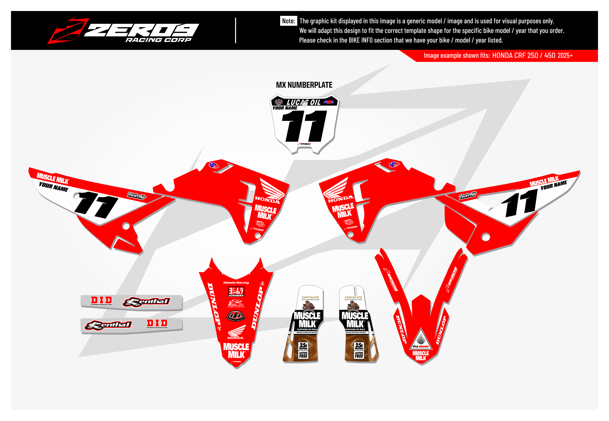 Honda Graphics Kit - MUSCLE MILK | Red