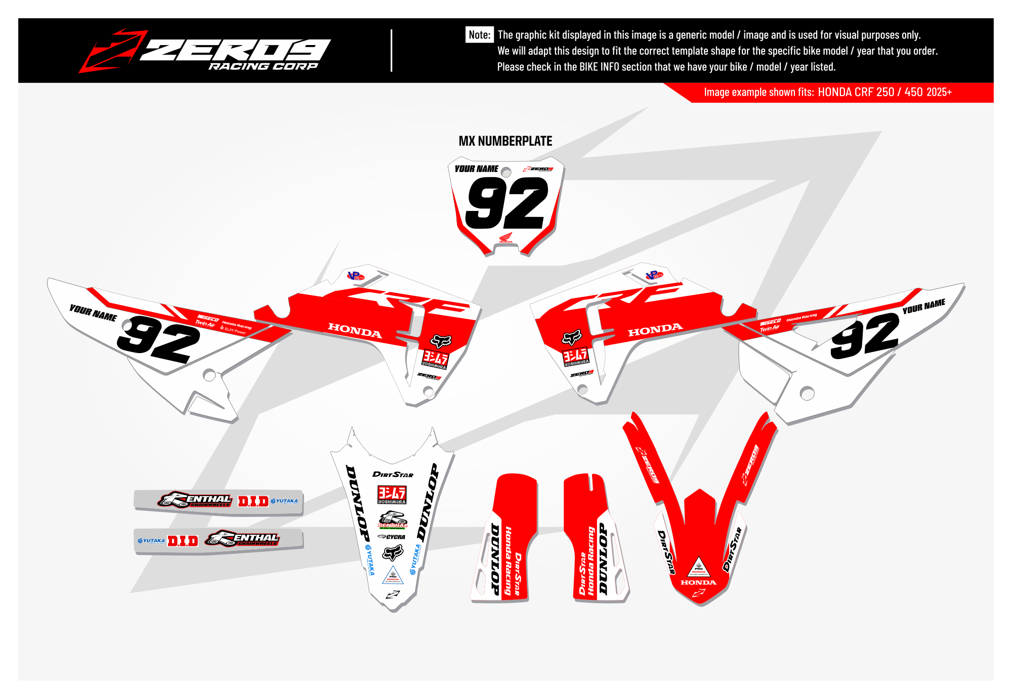 Honda Graphics Kit - NOVA | White/Red