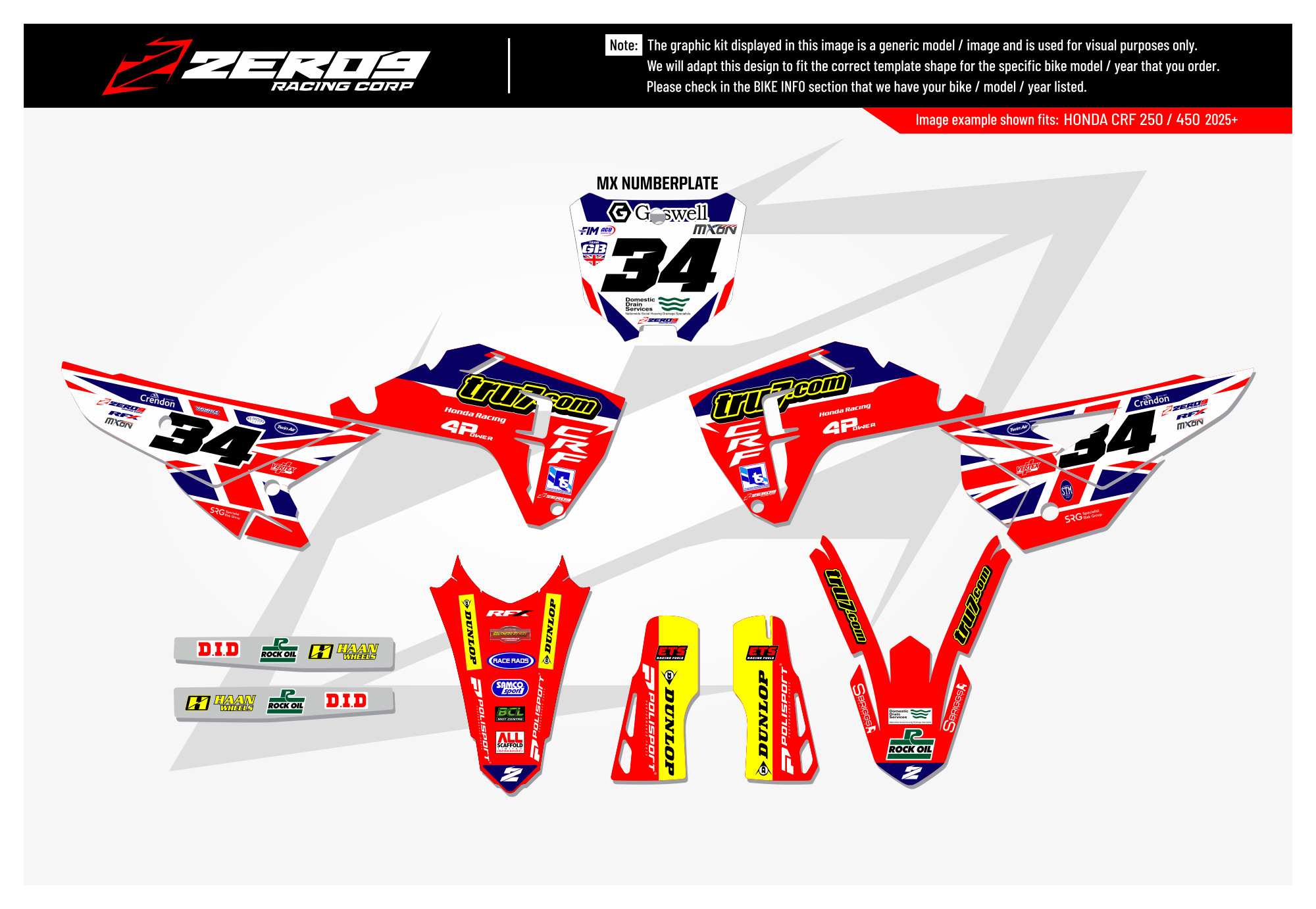 Honda Graphics Kit - TRU 7 MXON | Red