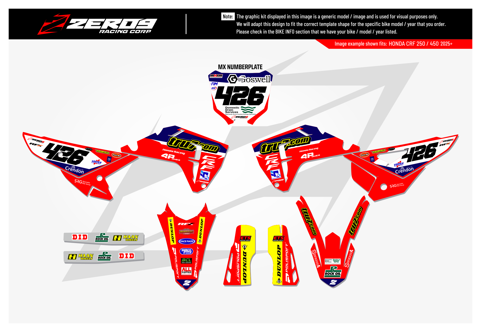 Honda Graphics Kit - TRU 7 | Red
