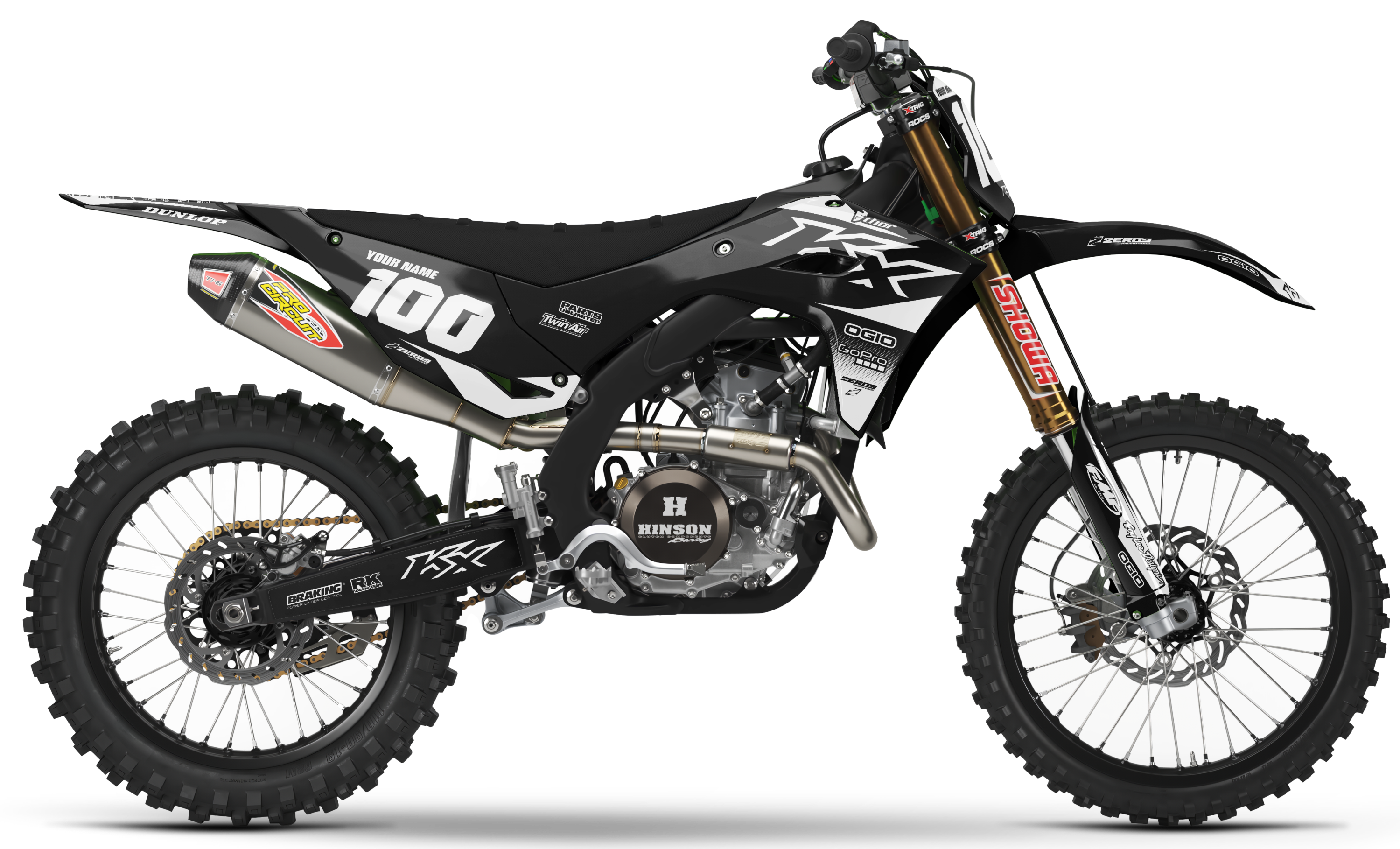 Kawasaki Graphics Kit - BLOK | Black/White