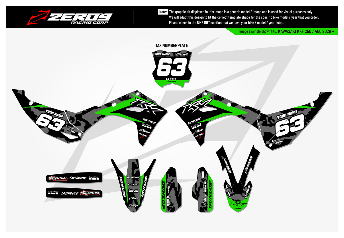 Kawasaki Graphics Kit - CAMO | Black