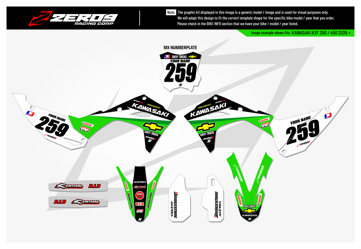 Kawasaki Graphics Kit - CHEVY TRUCKS | Green