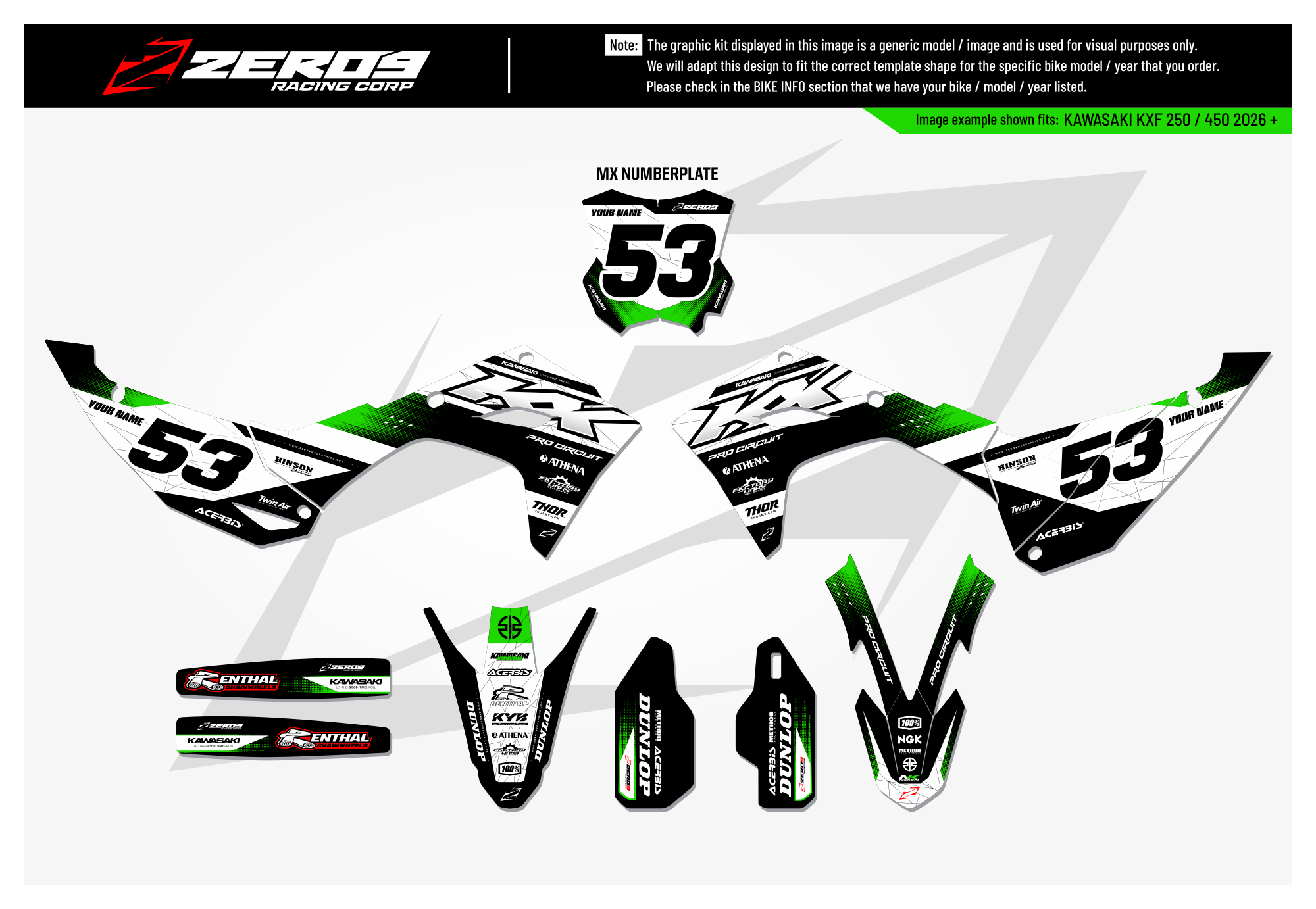 Kawasaki Graphics Kit - CRUX | Black