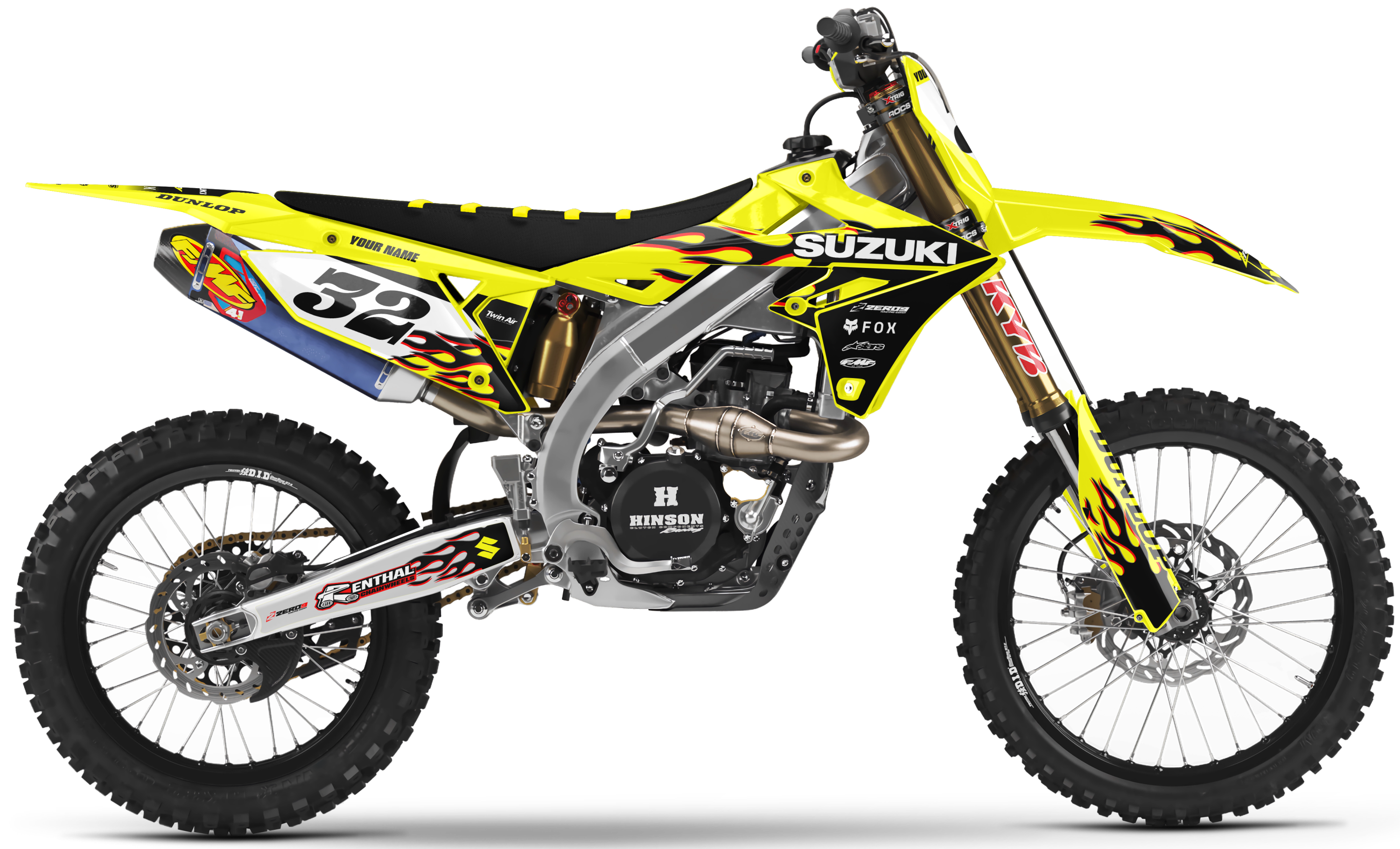 Suzuki Graphics Kit - FLAME | Yellow/Black