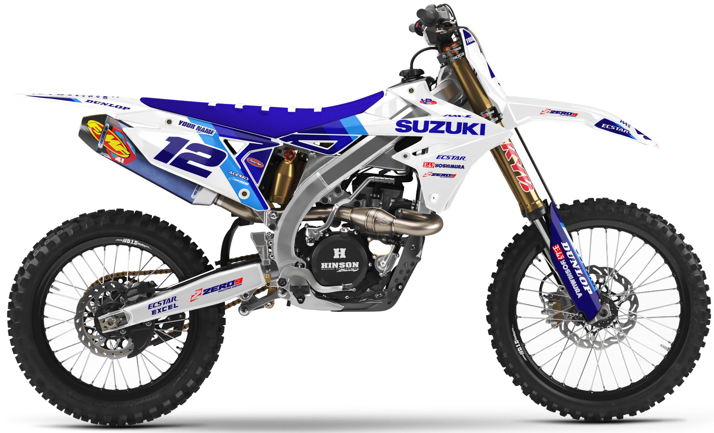 Suzuki Graphics Kit - STRIKE | White/Blue