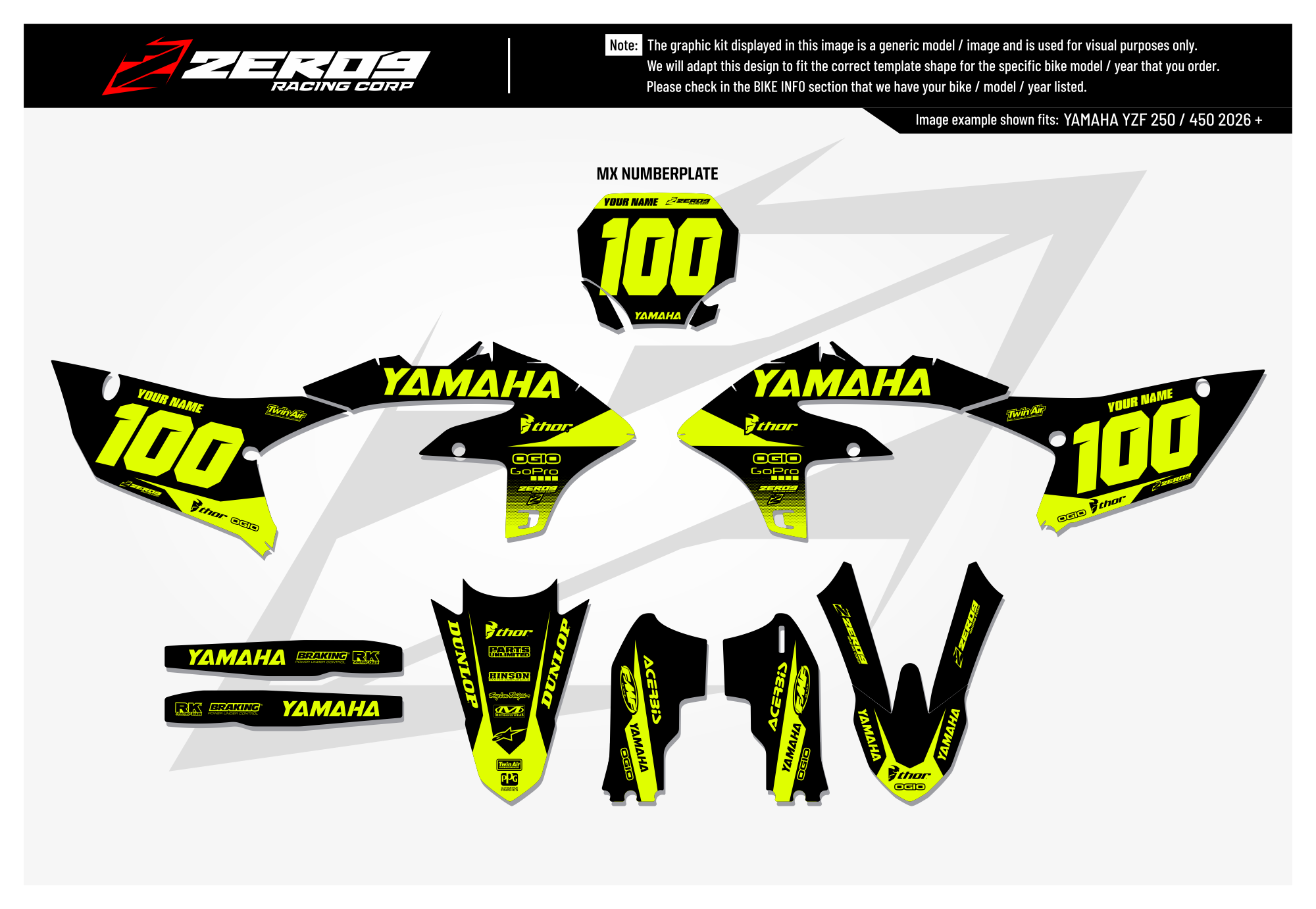 Yamaha Graphics Kit - BLOK | Black/Vivid Yellow