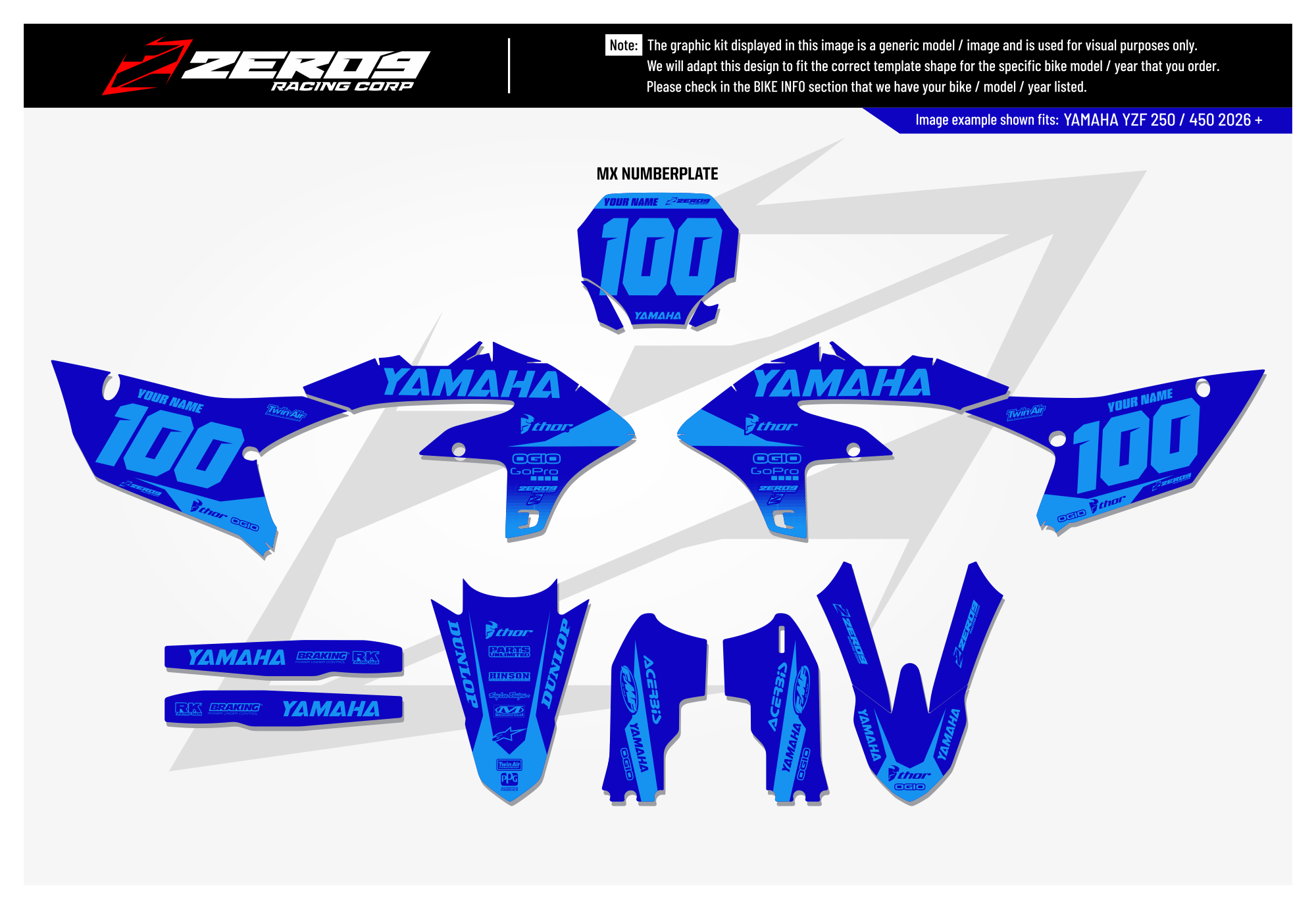 Yamaha Graphics Kit - BLOK | Blue/Blue