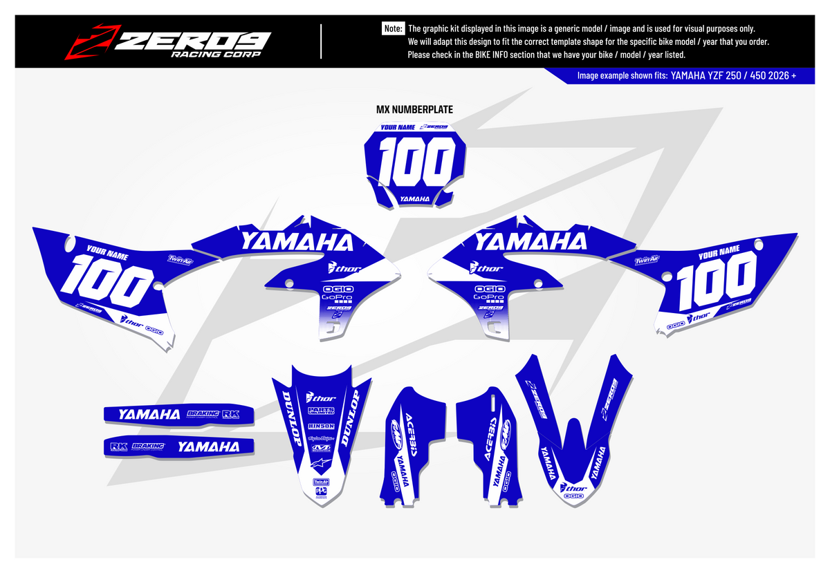 Yamaha Graphics Kit - BLOK | Blue/White
