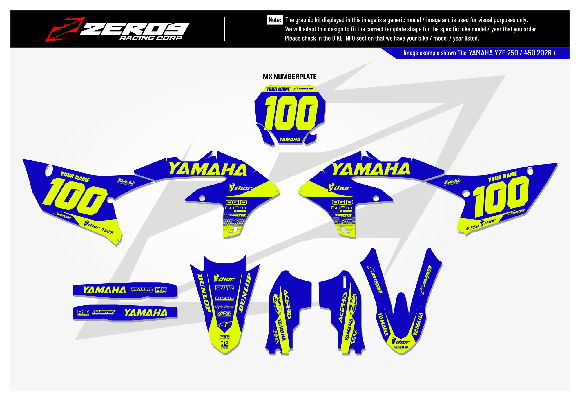 Yamaha Graphics Kit - BLOK | Blue/Vivid Yellow