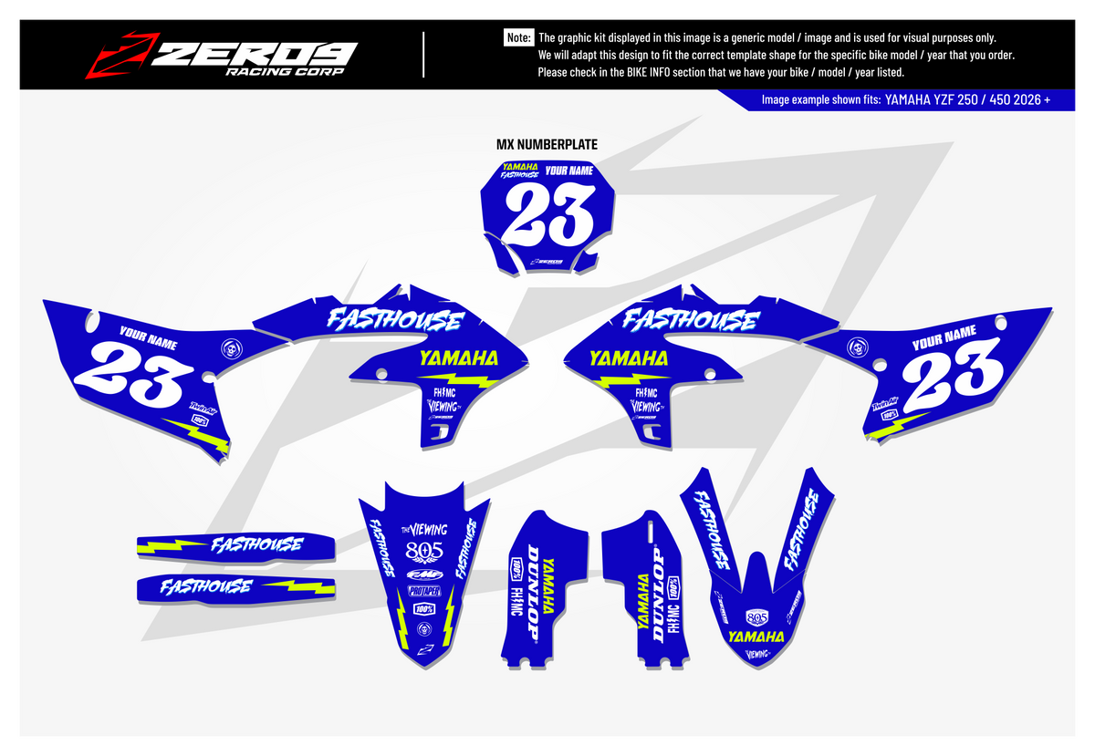 Yamaha Graphics Kit - FASTHOUSE | Blue