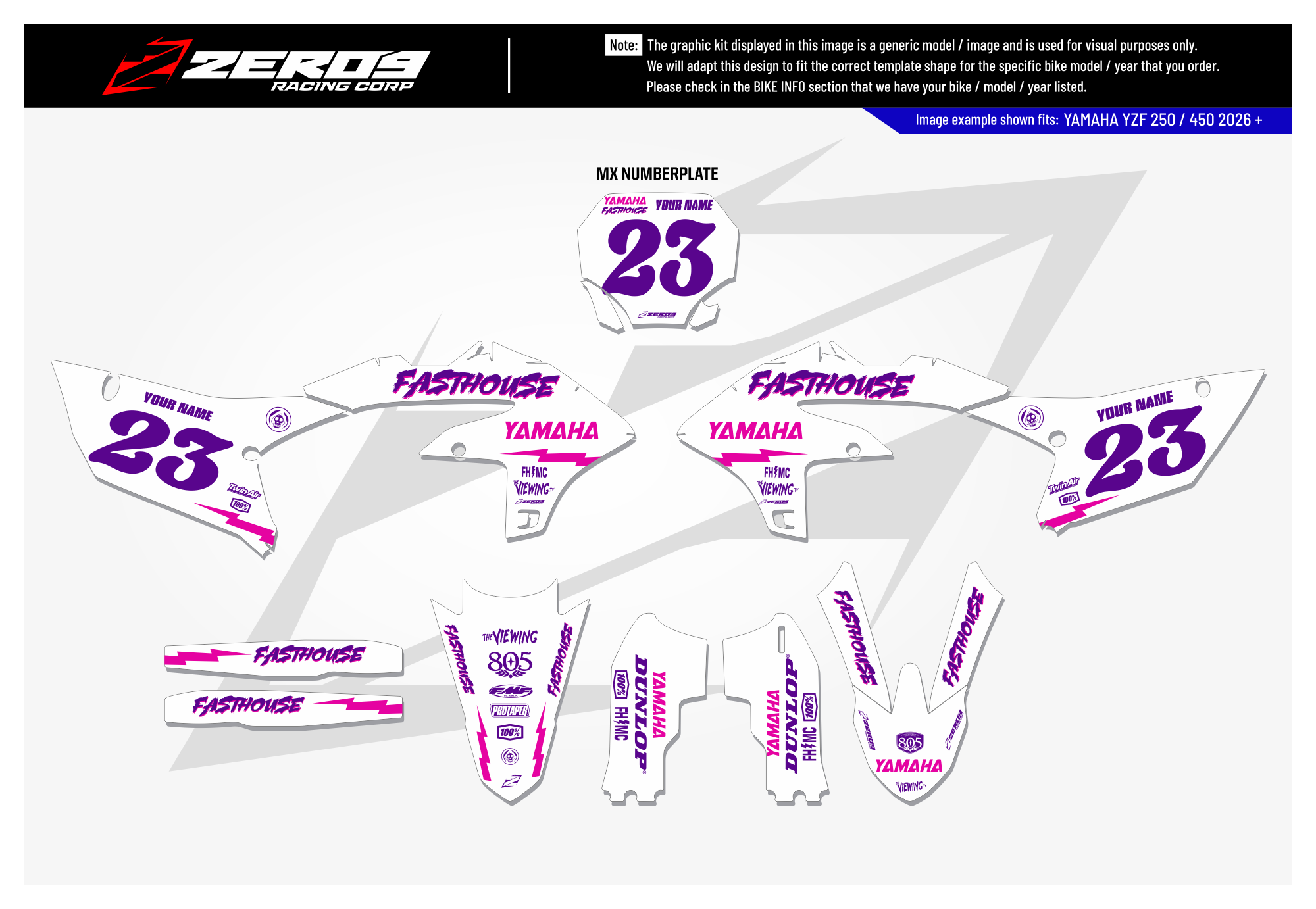 Yamaha Graphics Kit - FASTHOUSE | White