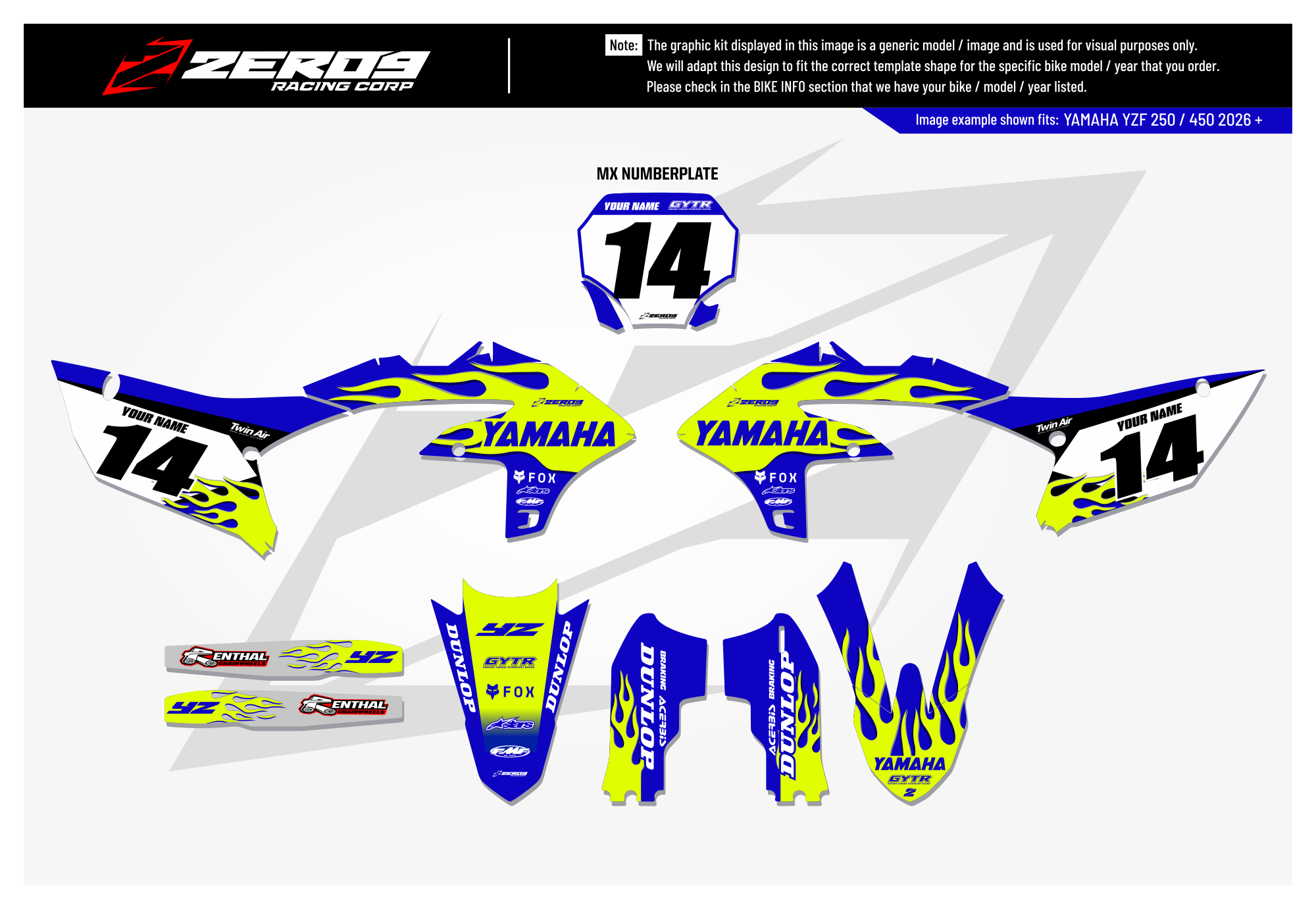 Yamaha Graphics Kit - FLAME | Blue